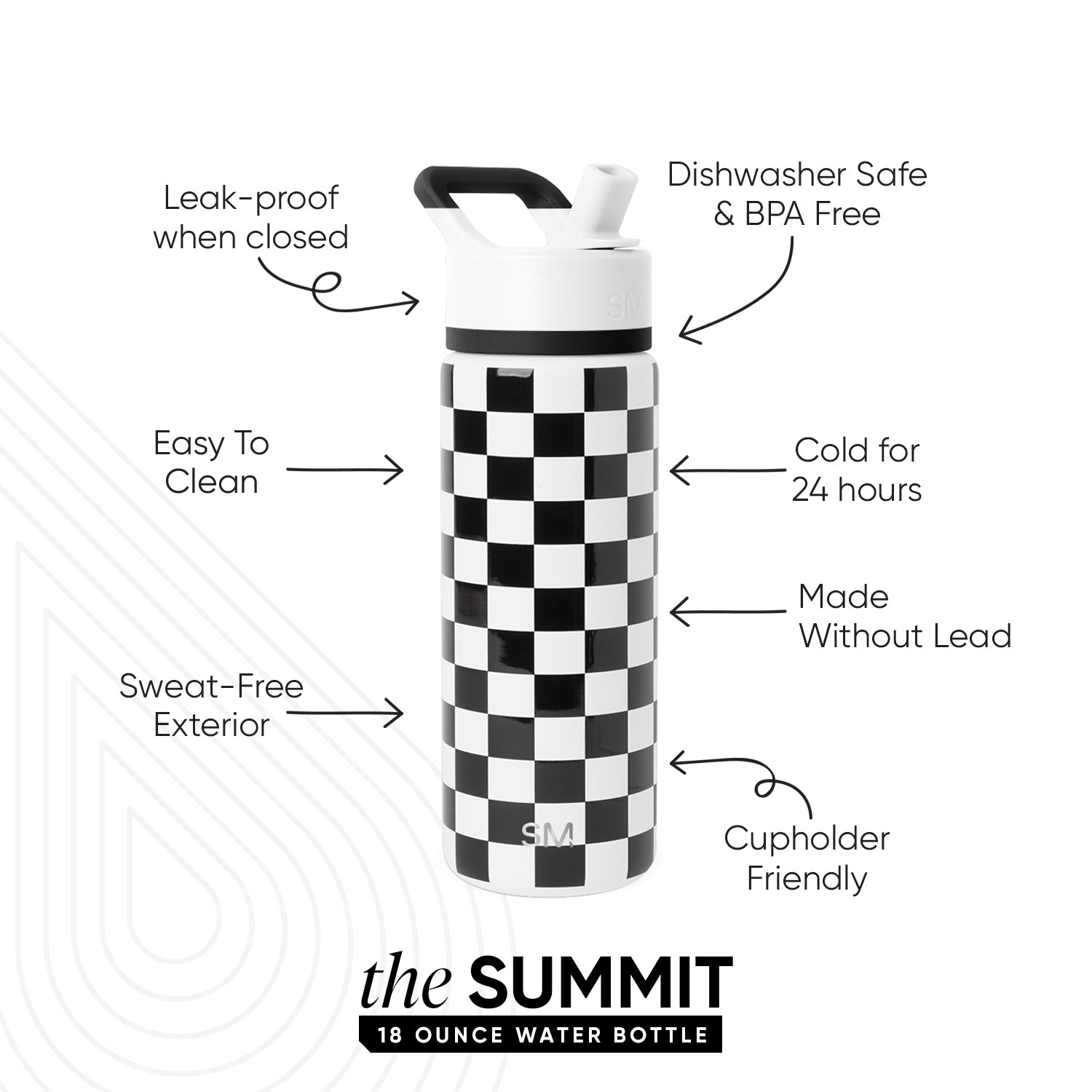 Summit Insulated Water Bottle with Straw Lid - Leakproof Stainless Steel Thermos for Gym, Hiking & Outdoor Activities