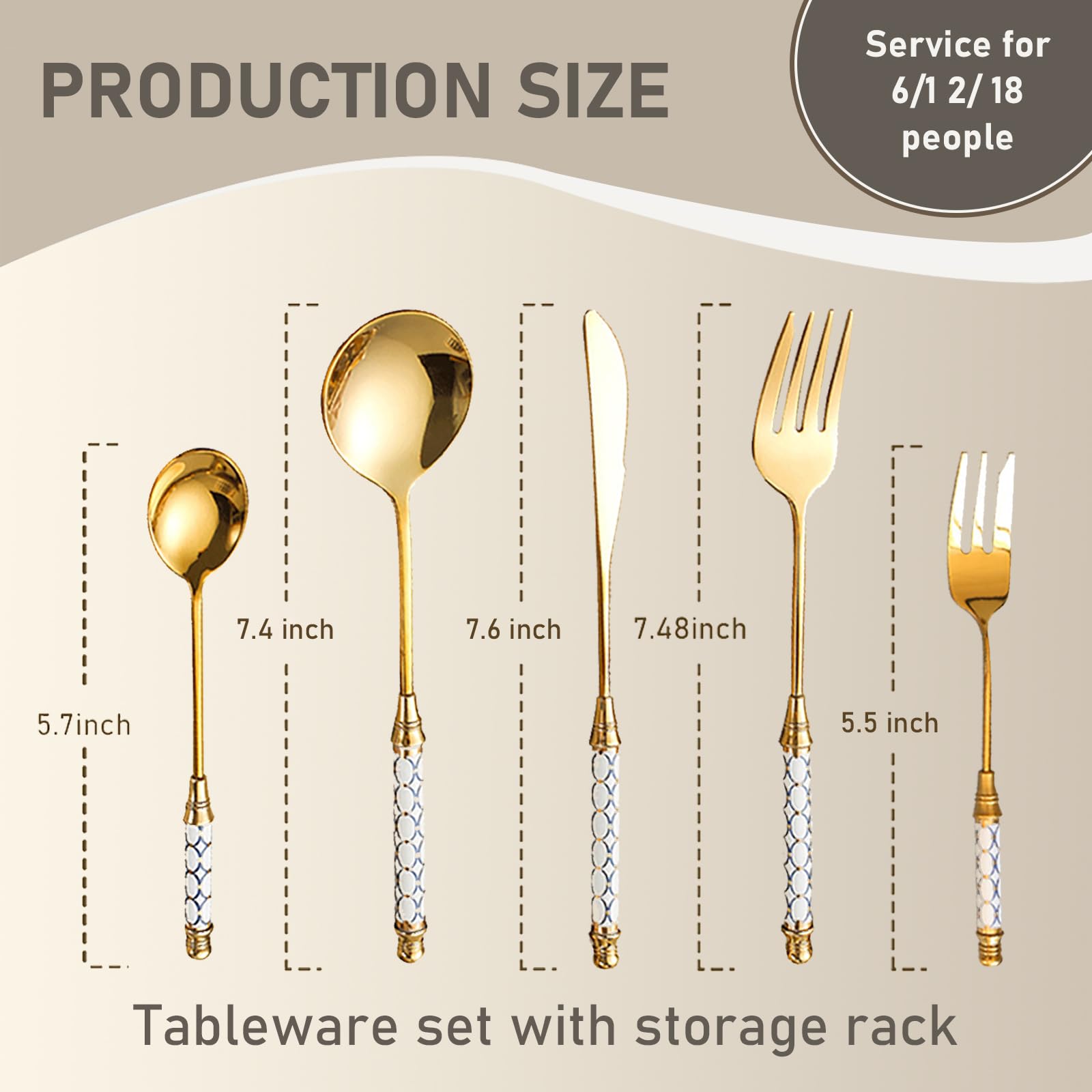 30-Piece Silverware Set with Ceramic Handle - Premium Food Grade Stainless Steel Flatware - Mirror Polished Cutlery Set for 6 People - Dishwasher Safe - Perfect for Dinner Parties, Restaurants, and Everyday Dining