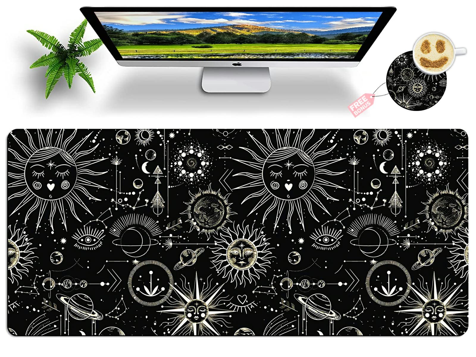 Large Gaming Mouse Pad with Coaster - 31.5