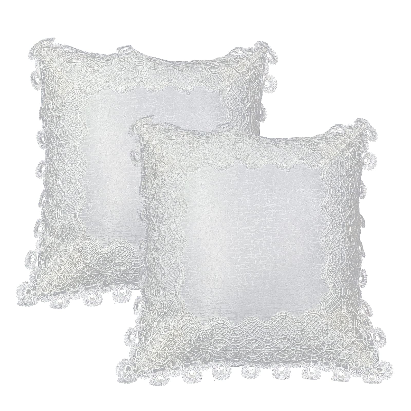 18x18 Inch White Lace Throw Pillow Covers Set of 2 - Soft Farmhouse Decor with Exquisite Embroidery for Living Room, Bed, Couch & Sofa | Cozy Home Accent for Relaxation & Stylish Interior Design
