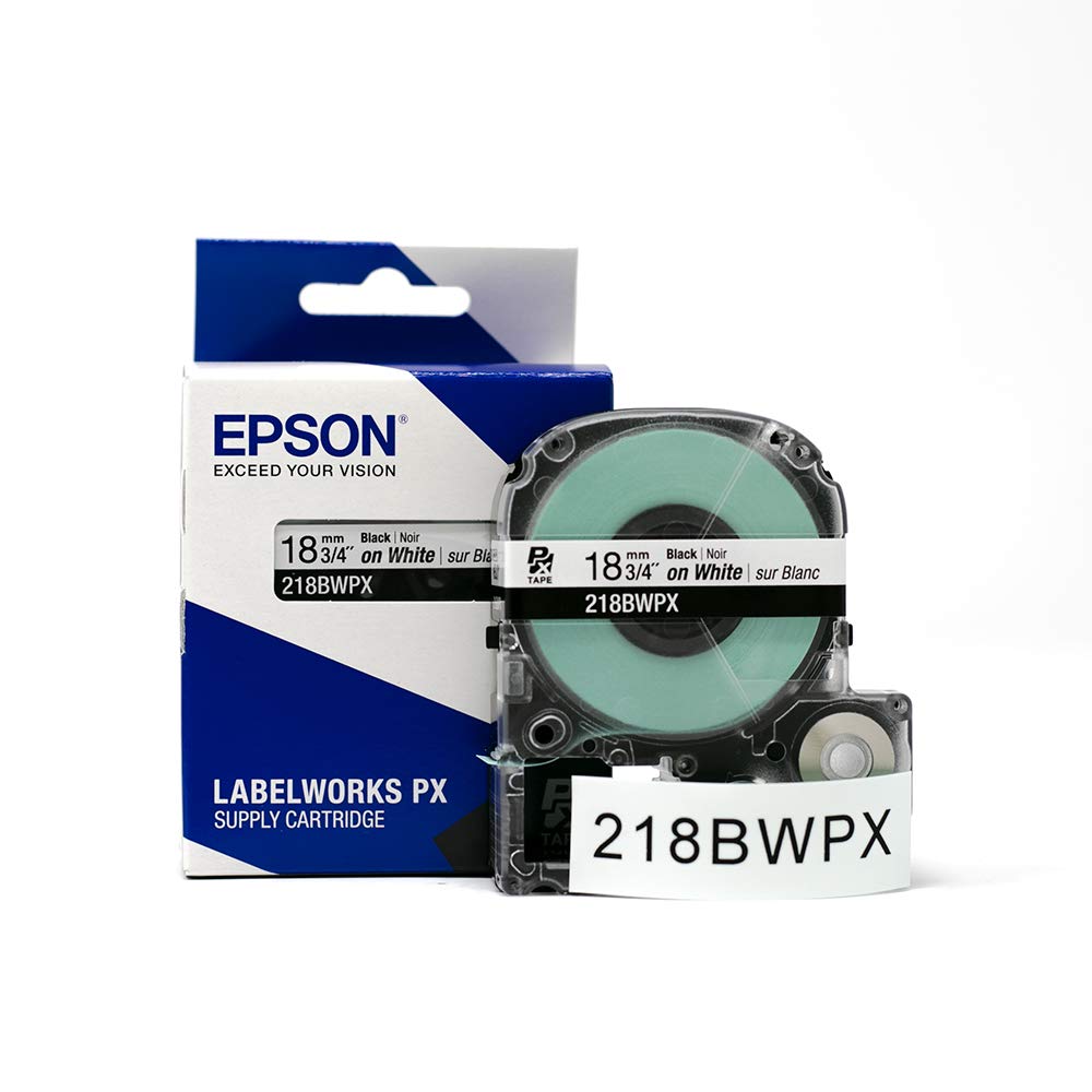 Epson LW-PX300 Industrial Label Maker with 218PX PET Tape Cartridges - Black on Clear, White on Black & Black on White Labels - Pantry, Office & Warehouse Organization Solution