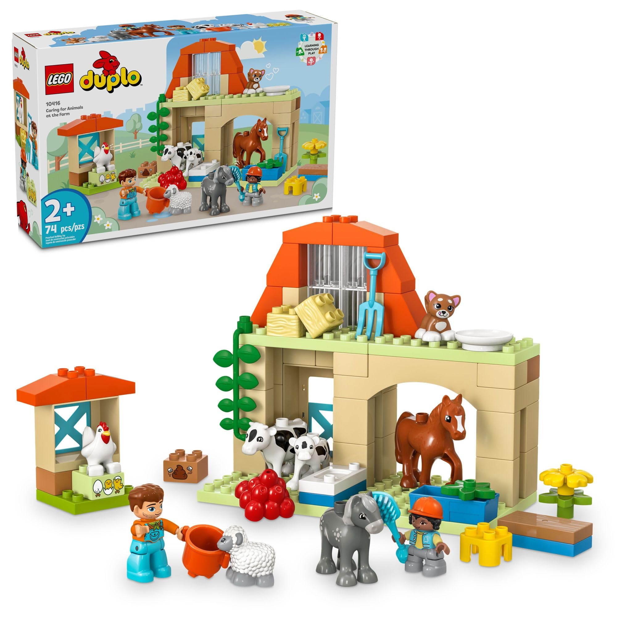 LEGO DUPLO Town Farm Animal Care Building Blocks Set - Educational Toddler Toys for Kids Ages 2-5 with Animal Figures - Pretend Play Learning Toys for Preschoolers | Perfect for Farm-Themed Playtime & Early Childhood Development