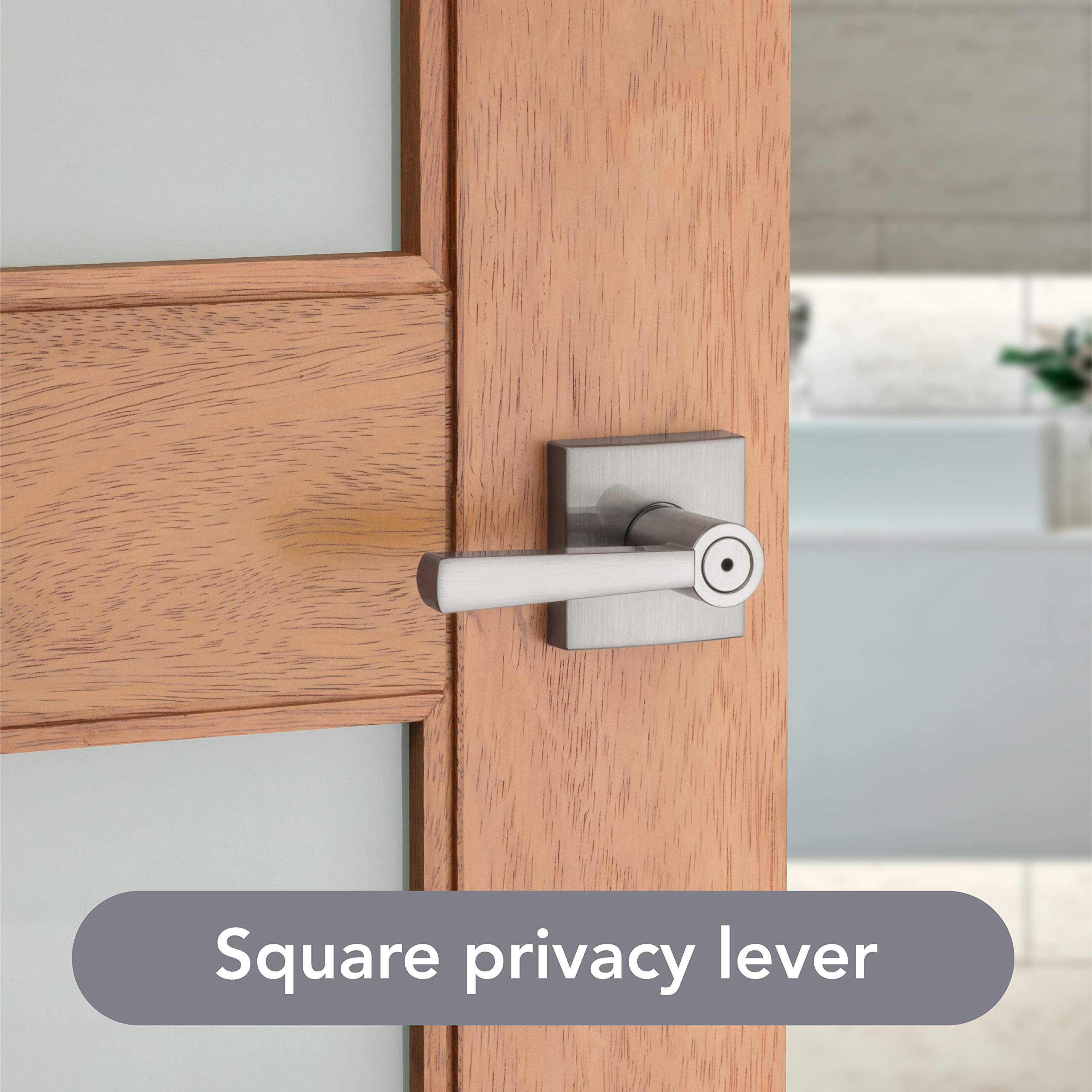 Baldwin Spyglass Interior Privacy Door Handle - Reversible Lever for Bedroom & Bathroom - Keyless Door Lock with Microban Antimicrobial Protection - Satin Nickel Finish - Ideal for Home, Office, and Commercial Spaces