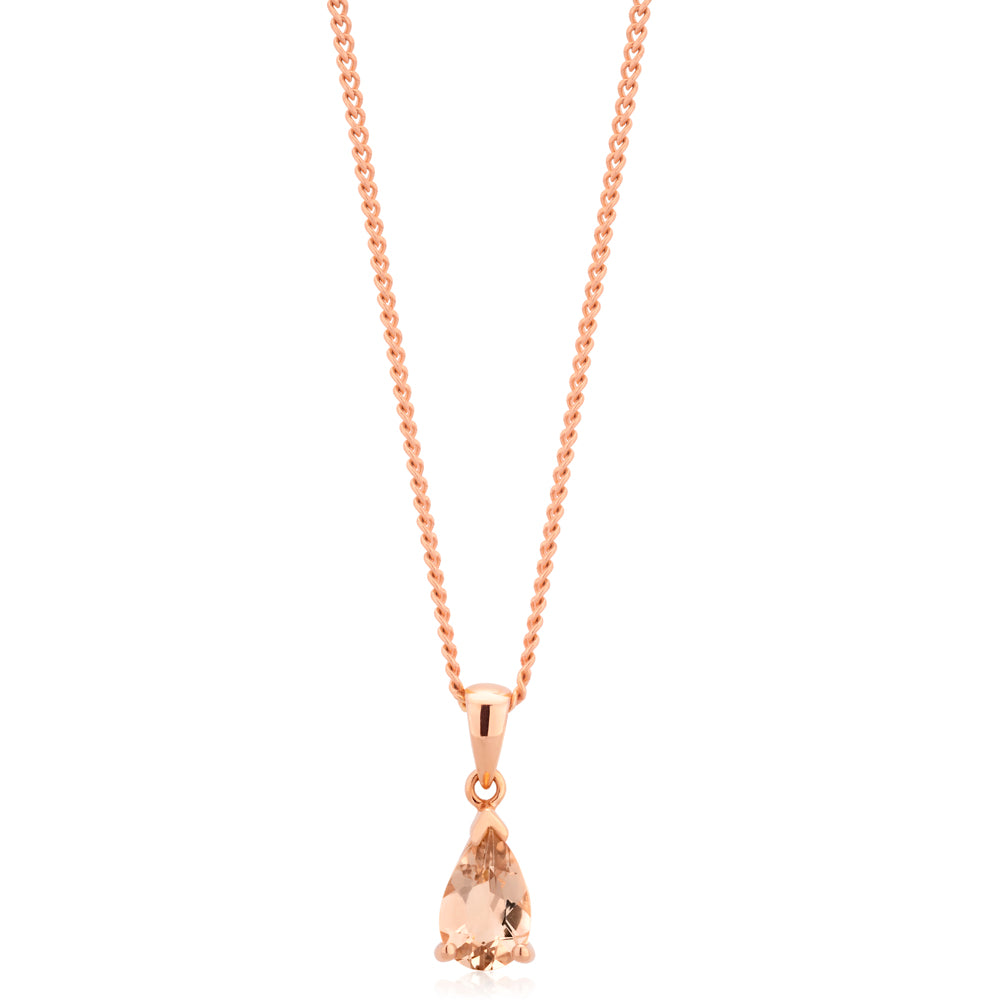 9ct Rose Gold Morganite Pendant Necklace for Women - Elegant Jewelry Gift for Valentine's Day, Anniversary & Special Occasions