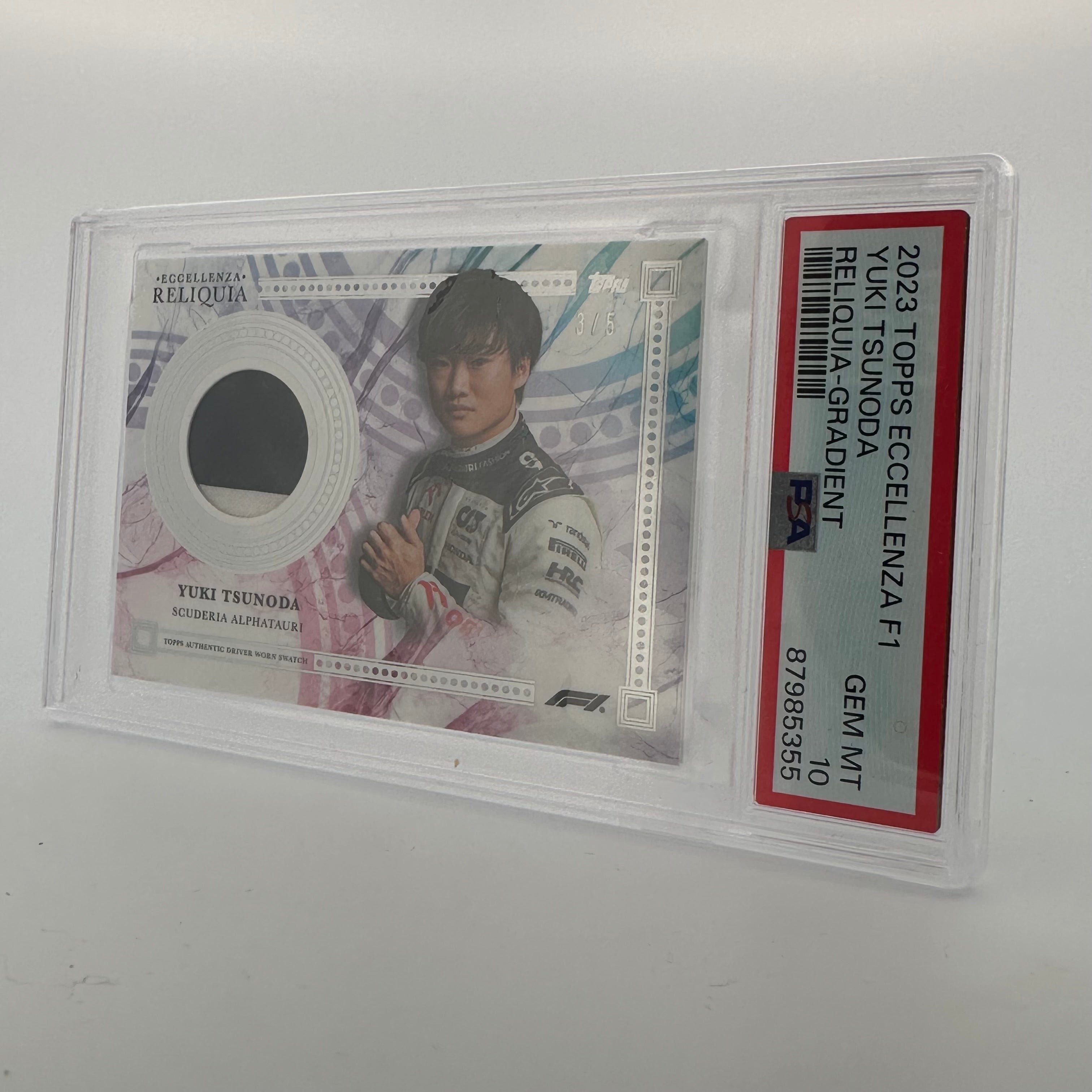 1/1 Gold + Complete Rainbow Yuki Tsunoda 2023 Eccellenza Reliquia (PSA9/10) - Rare Collectible Trading Card for Sports Memorabilia & F1 Racing Fans
