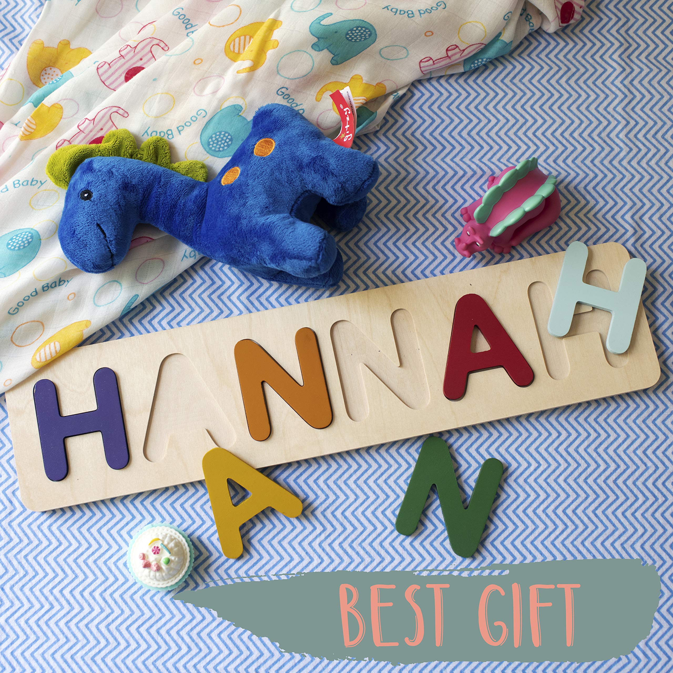 Personalized Wooden Name Puzzle for Toddlers - Custom Up to 12 Letters, Early Learning Educational Toy for Baby Boys & Girls | Easter Gift, Birthday Present, Montessori Classroom Activity