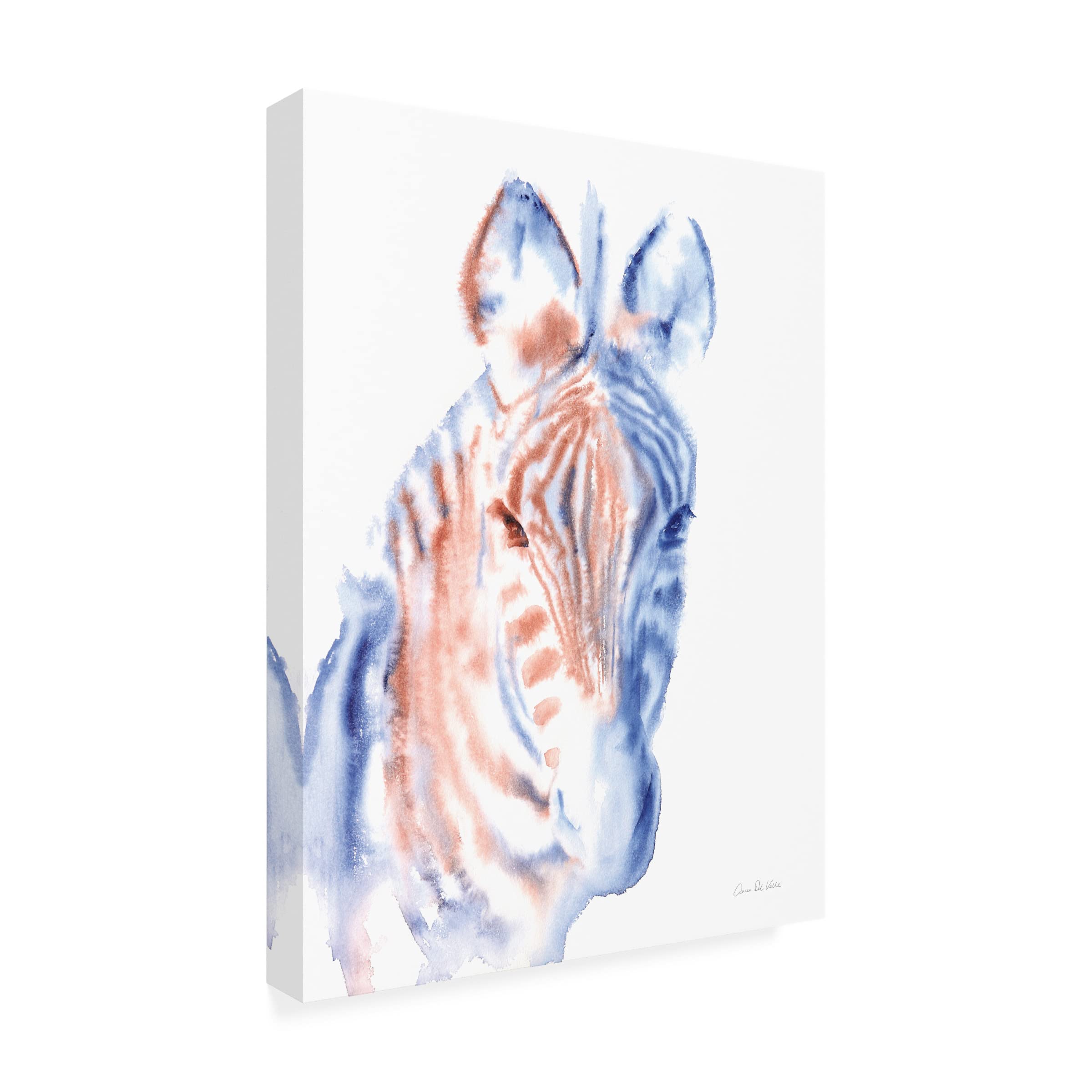 Trademark Fine Art 'Copper and Blue Zebra' Canvas Wall Art by Aimee Del Valle - 35x47 Inches, Modern Abstract Painting for Living Room, Bedroom & Office Decor