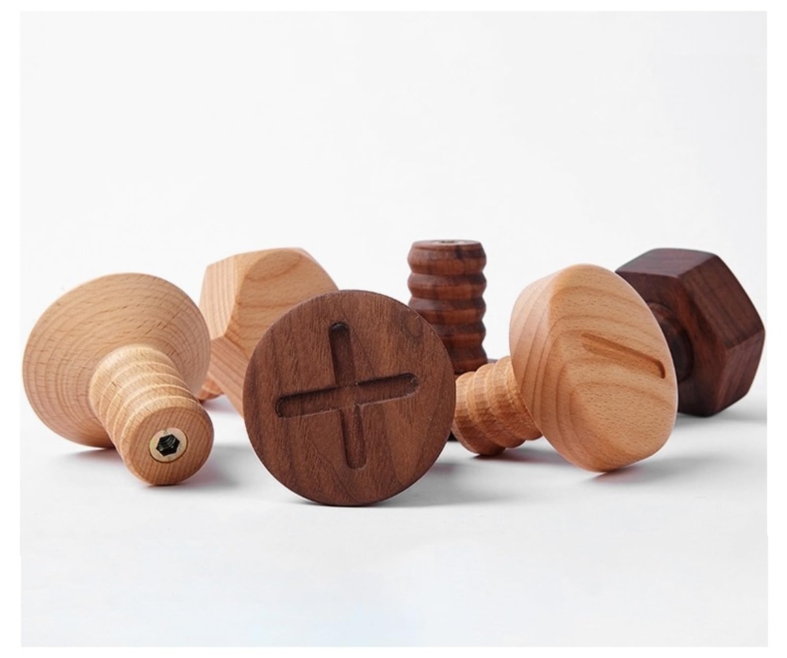 4 Pack Solid Wood Cabinet Knobs & Drawer Pulls - Cute Semi-Circular Wardrobe Handles for Kids Room (Cross Beech) | Perfect for Children's Furniture, Dressers & Closet Doors