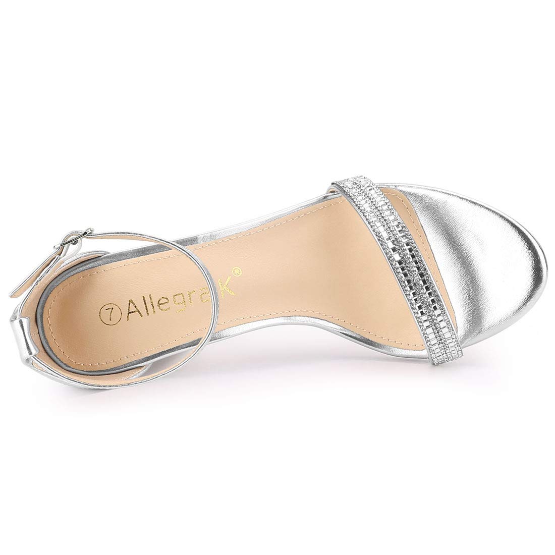 Allegra K Women's Rhinestone Ankle Strap Chunky Heel Sandals - Elegant Party Shoes for Weddings, Prom & Evening Events