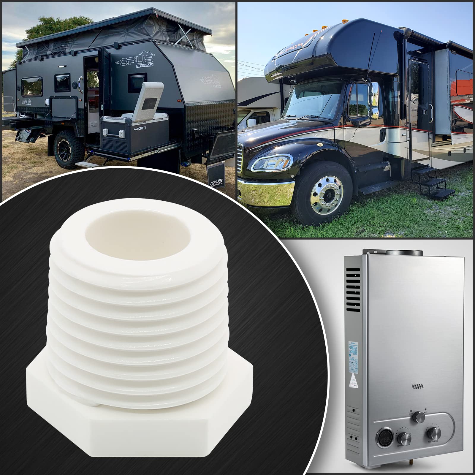 12 PCS 1/2 Inch NPT White Plastic Water Heater Drain Plugs - Compatible with RV, Camper & Atwood Water Heaters - Perfect for RV Maintenance, Camping & Hot Water System Repairs