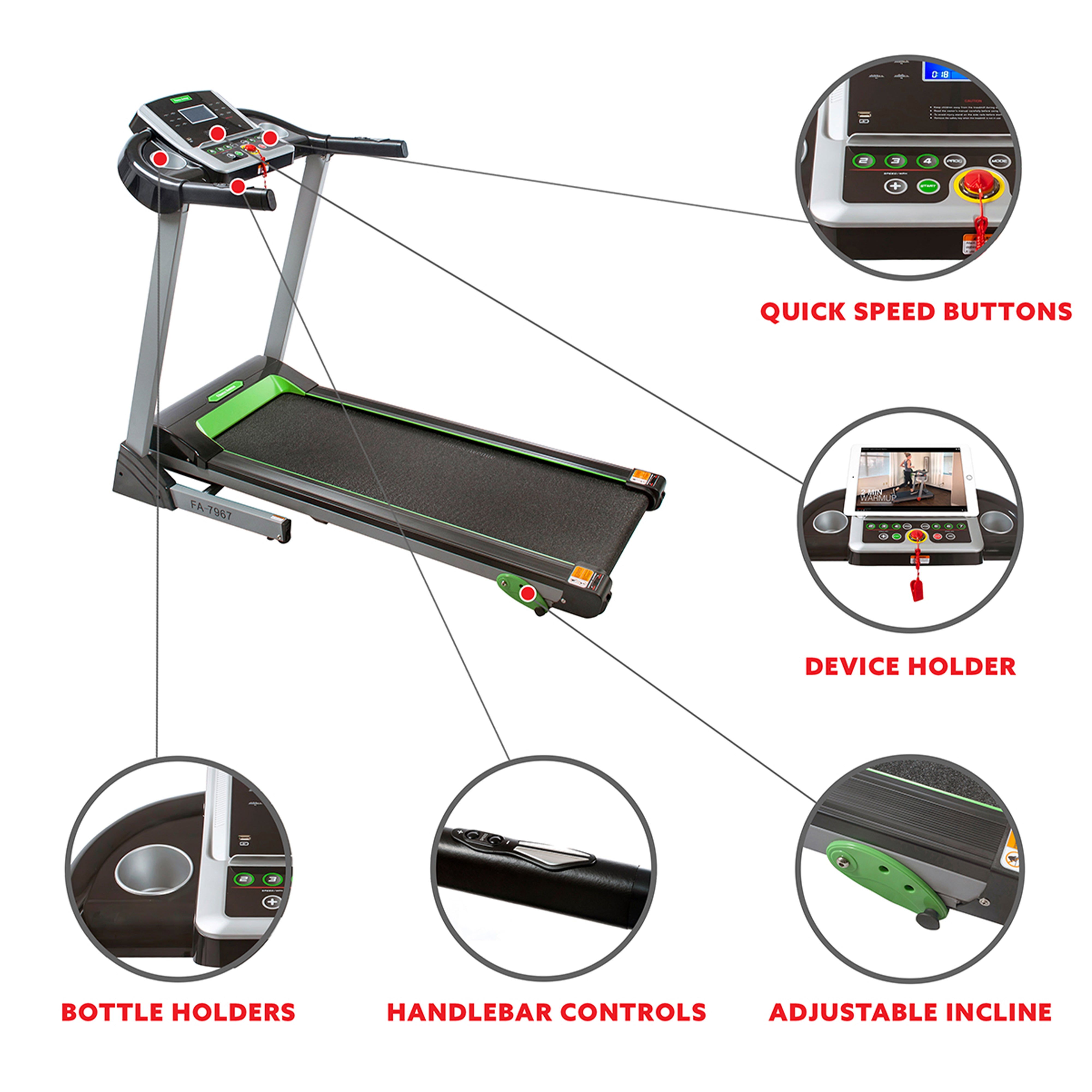 Fitness Avenue Manual Incline Treadmill with Bluetooth & Speakers - Compact Home Gym Equipment for Cardio Workouts