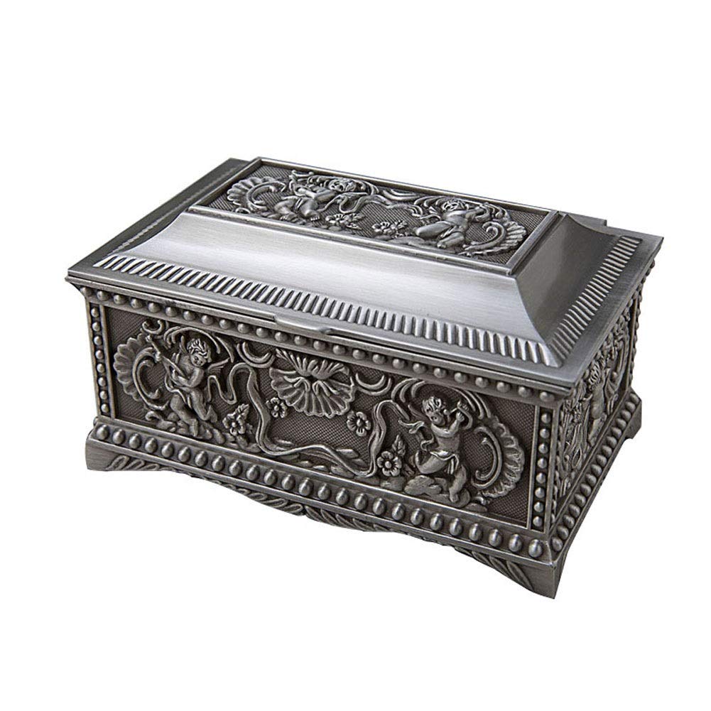 QTT Vintage Metal Jewelry Box - European Style Angel Design Jewelry Organizer for Women | Perfect for Wedding, Birthday Gifts & Jewelry Storage | Elegant Jewelry Display for Dresser, Vanity & Travel