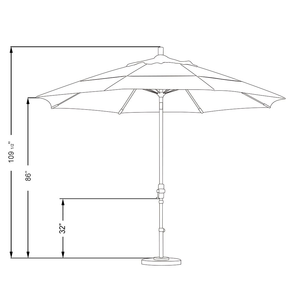 11' Round California Patio Umbrella with Crank Lift & Tilt - Aluminum Pole & Fiberglass Ribs - Sunbrella Antique Beige Fabric - Perfect for Poolside, Backyard, and Outdoor Dining Areas