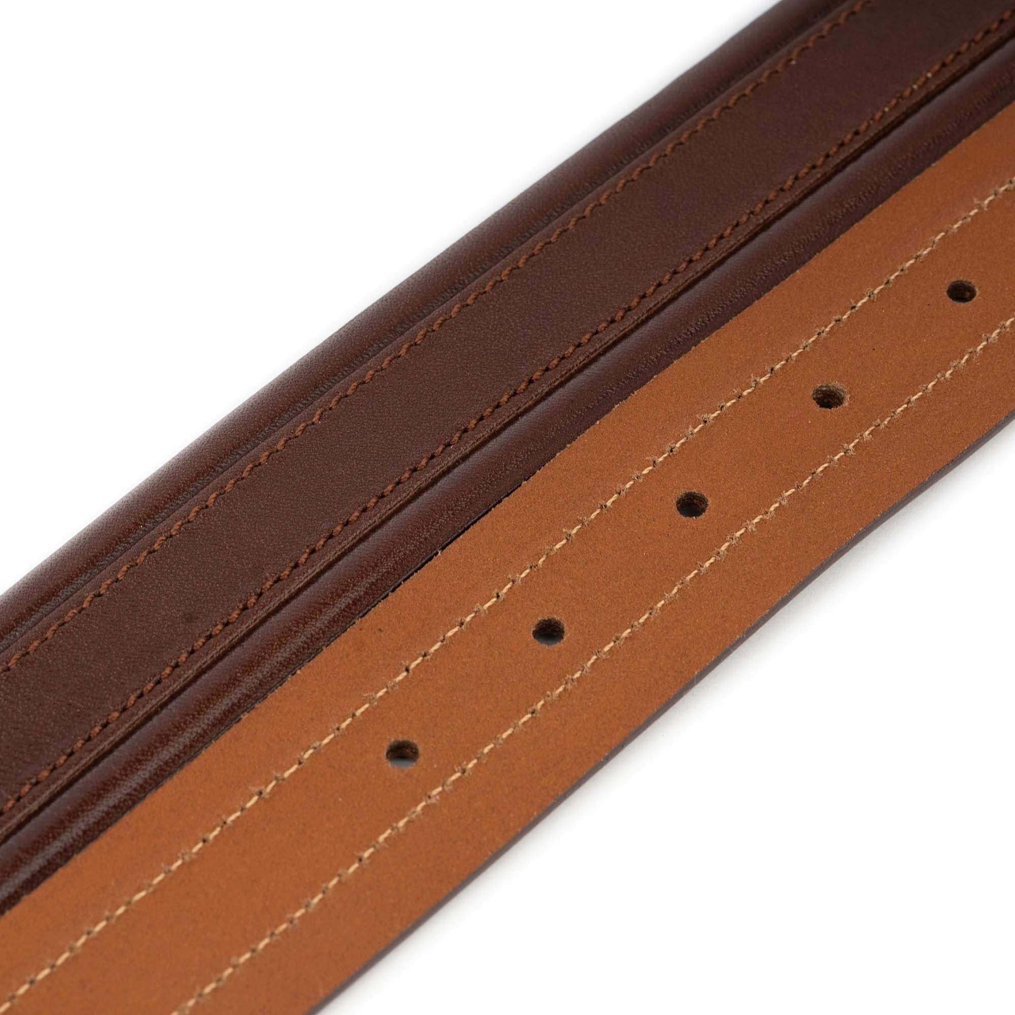 Genuine Leather Cognac Belt Strap for Montblanc Buckles - Hand-Stitched Luxury Dress Belt for Men, Perfect for Business Attire & Formal Occasions
