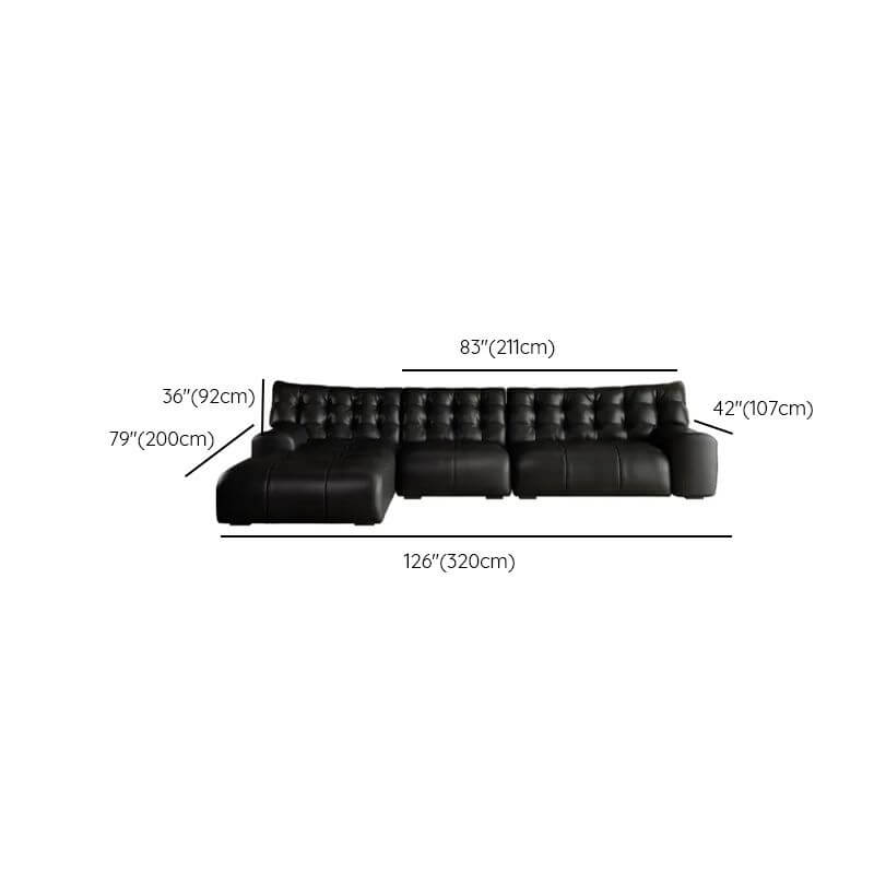 Premium L-Shaped Reclining Sofa with Decorative Stitched Ink Fabric, Concealed Support & Solid Pine Wood Frame - Perfect for Living Rooms, Home Theaters and Cozy Lounging