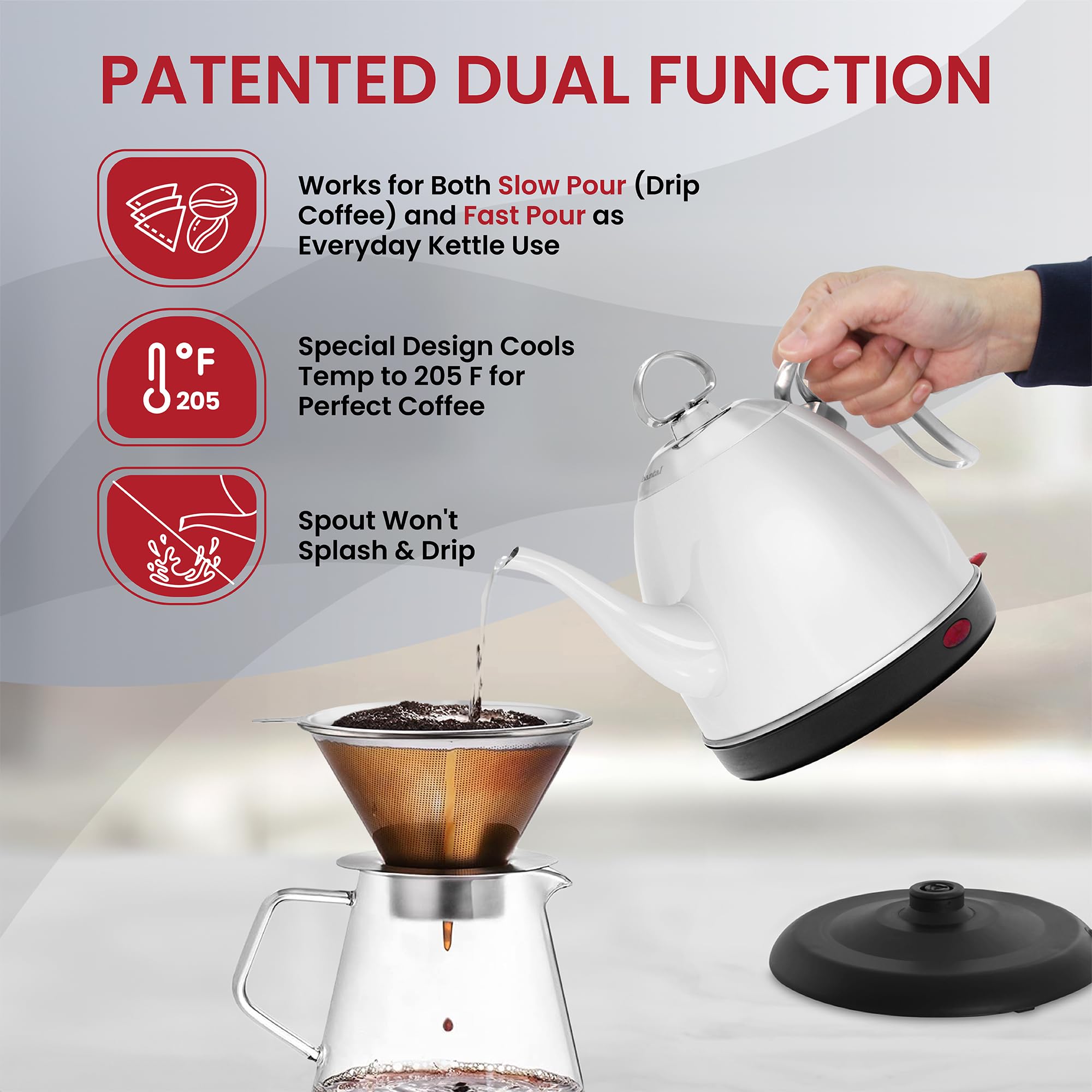 Chantal Mia Electric Kettle - 32 oz Stainless Steel Water Boiler with Auto Shut-Off - Fast Heating & Quiet Operation - Perfect for Tea, Coffee & Office Use (Marigold)