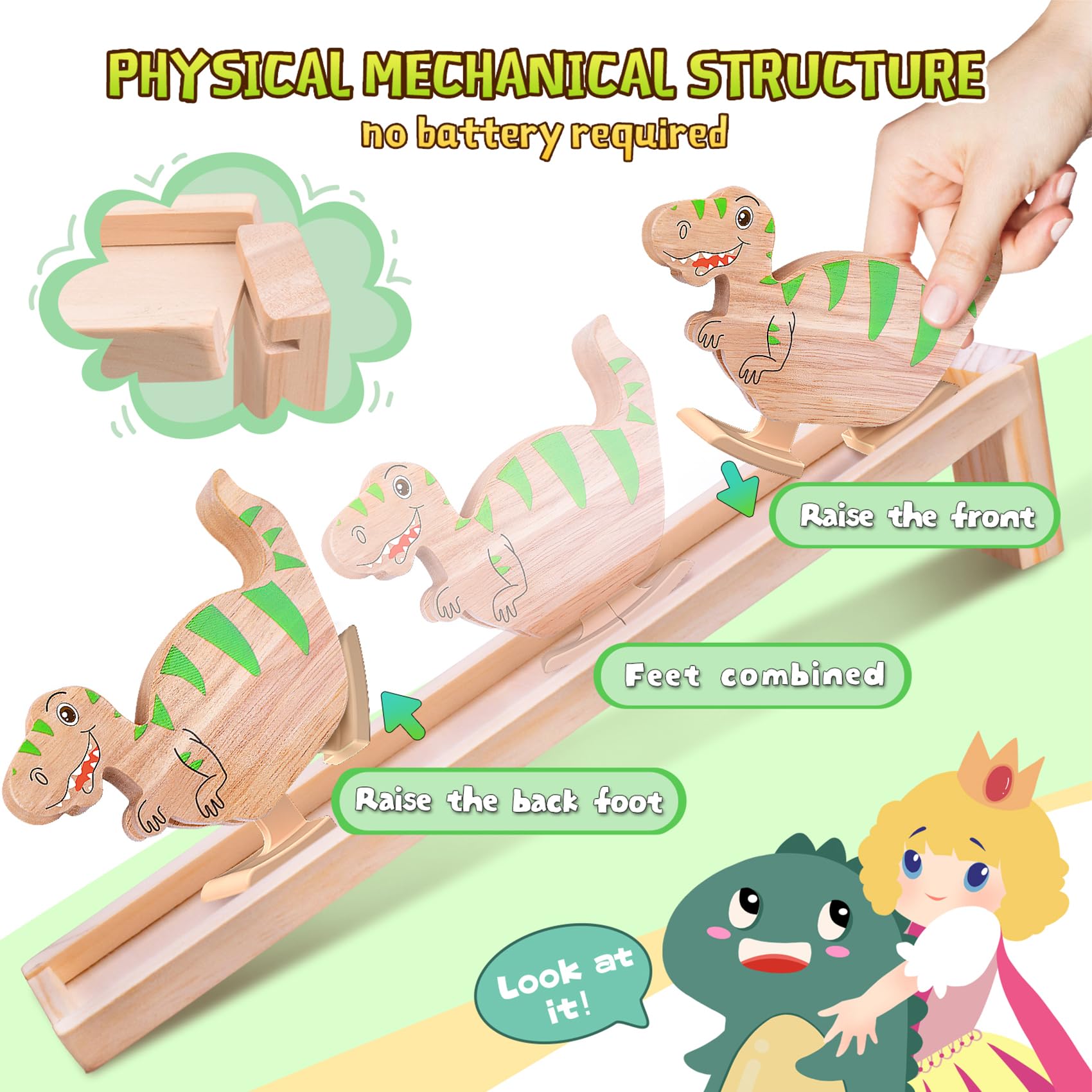 Montessori Wooden Dinosaur Ramp Toys 2 Pack - Educational Walking Dinosaur Blocks for Toddlers Age 2-3, Perfect Gift for Boys & Girls - Great for Preschool Learning, Birthday Gifts & Sensory Play Activities