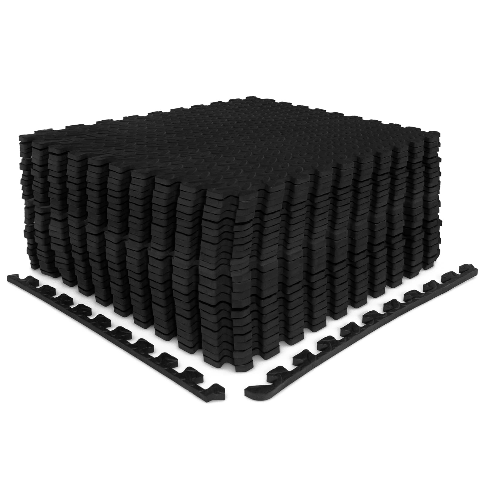 **Tangkula 24-Piece EVA Foam Exercise Flooring Mats with Border - Non-Slip Interlocking Puzzle Mats for Home Gym, Fitness Room, Workshop & Kids Play Area - 1/2