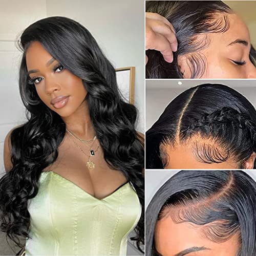 13x6 HD Lace Front Wig Human Hair Body Wave - Brazilian Remy Hair 24 Inch Pre-Plucked with Baby Hair - Natural Looking Wigs for Black Women | Daily Wear, Cosplay, Special Occasions