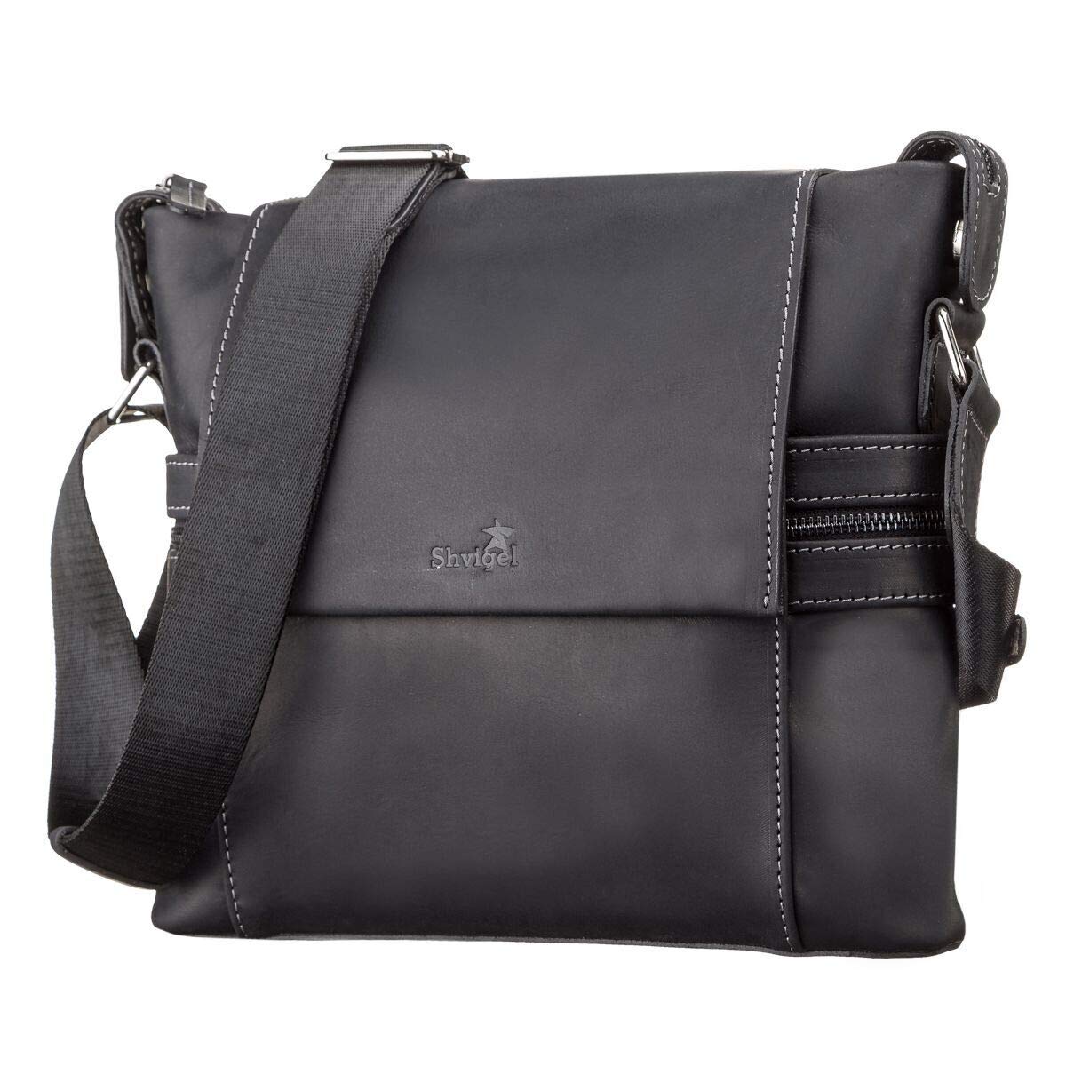 Genuine Leather Messenger Bag for Men - Stylish & Durable Black Crossbody Bag (Model 11096) - Perfect for Work, Travel & Everyday Use