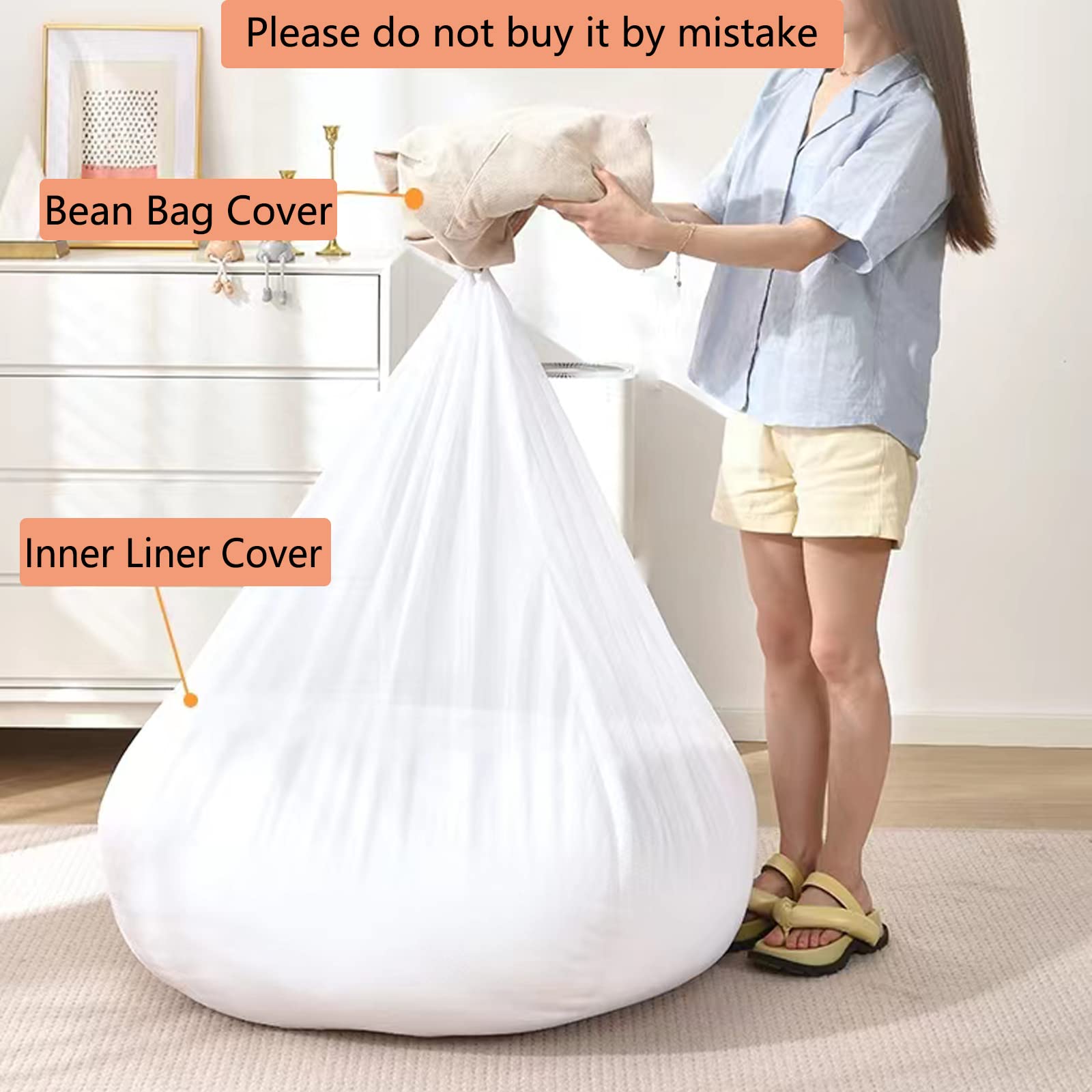 Premium Bean Bag Chair Inner Liner - 95x120cm Replacement Stocking Net for Polystyrene Beads Filling | Perfect for Bean Bag Chair Covers | Ideal for Home, Dorm, Kids Room & Lounge Decor