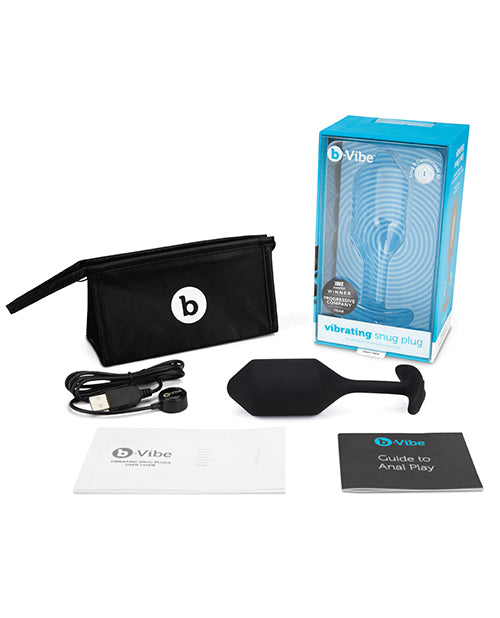 B Vibe Vibrating Snug Plug 4 - Rechargeable Silicone Anal Plug for Men & Women - Black - Perfect for Solo Play & Couples Intimacy
