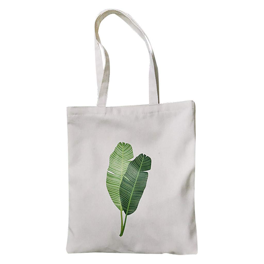 Stylish Canvas Tote Bag for Women - Printed Banana Leaf Design, Durable Shoulder & Handle Shopping Bag - Perfect for Groceries, Beach Trips & Daily Errands