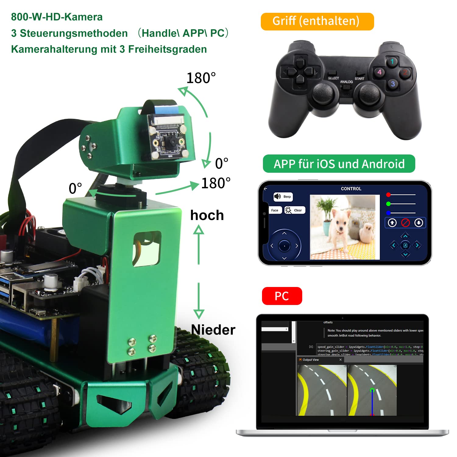 Yahboom Jetson Nano Robot Kit - AI Smart Robotic Car with 3DOF Camera, STEM Programmable Electronics for Adults | DIY Science Project, Autopilot Tank Chassis (Jetbot Without Jetson Nano) | Perfect for AI Learning, Robotics Education & STEM Projects