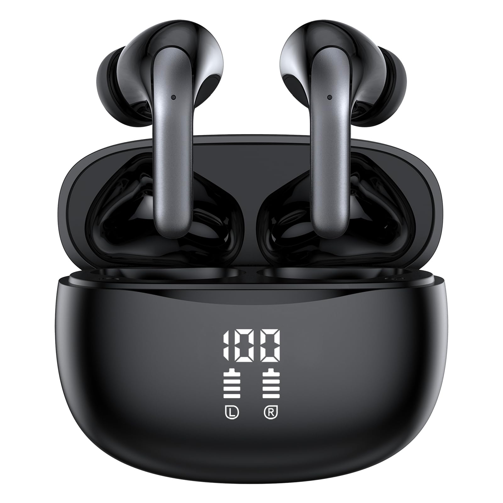 Wireless Bluetooth Headphones - 40H Playtime, LED Power Display Charging Case, IPX5 Waterproof Earbuds with Mic for Phone Calls, Gaming, TV & Sports | Perfect for Workouts, Commuting & Travel