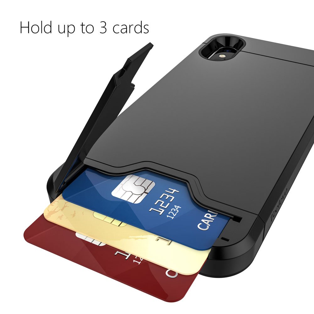 Teelevo iPhone Xs (2018) Wallet Case with Card Slots & Kickstand - Slim Dual Layer Protective Cover for iPhone Xs/X - Black - Perfect for Travel, Shopping & Everyday Use