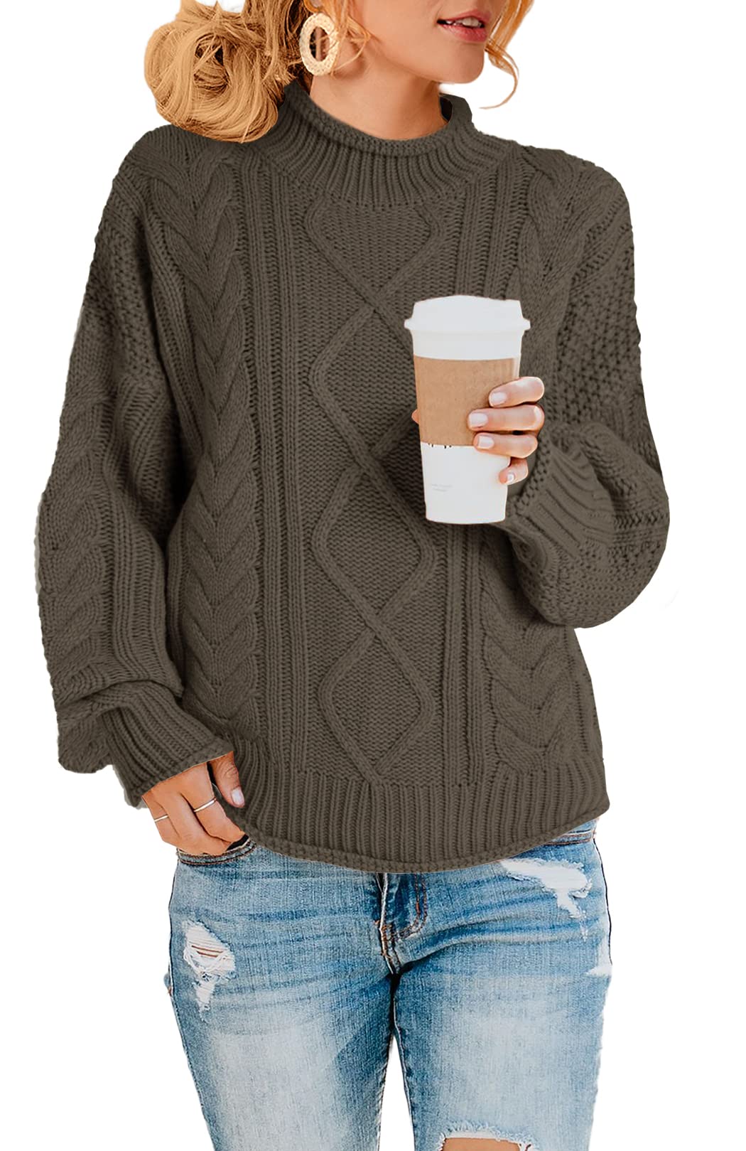 Saodimallsu Women's Turtleneck Oversized Sweater - Batwing Long Sleeve Loose Knit Pullover Jumper | Cozy Winter Fashion for Casual Outings & Office Wear