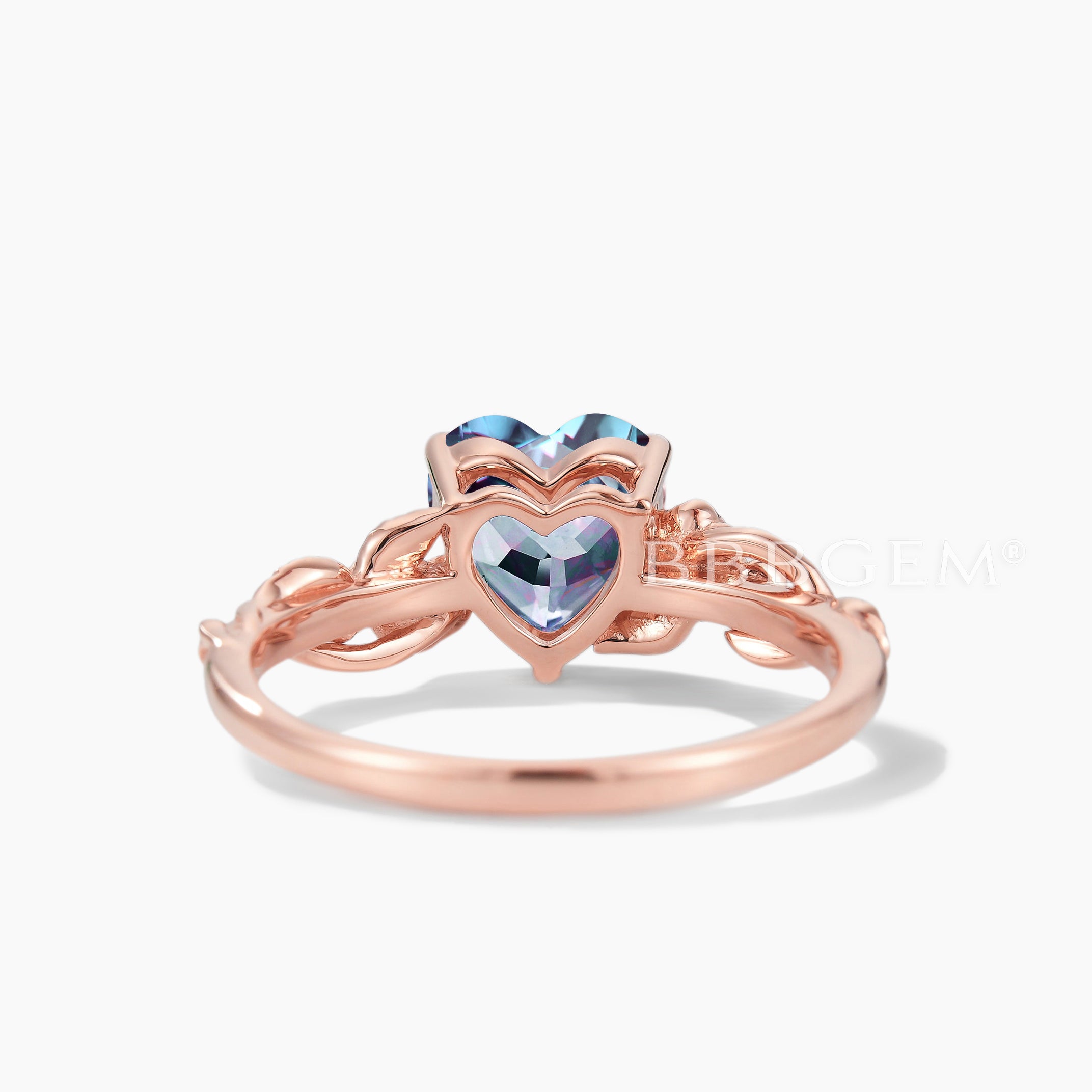 Stunning Heart Cut Color Changing Alexandrite Diamond Ring with Floral Leaf Design | Perfect for Engagement, Anniversary & Special Occasions