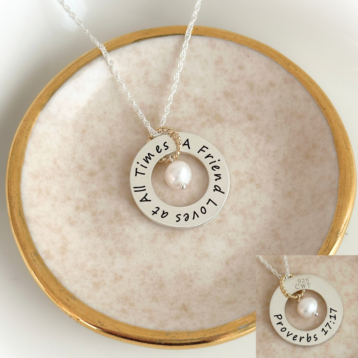 Custom Engraved Sterling Silver Pearls of Wisdom Necklace - Personalized Inspirational Jewelry Gift for Women - Perfect for Birthdays, Anniversaries & Special Occasions