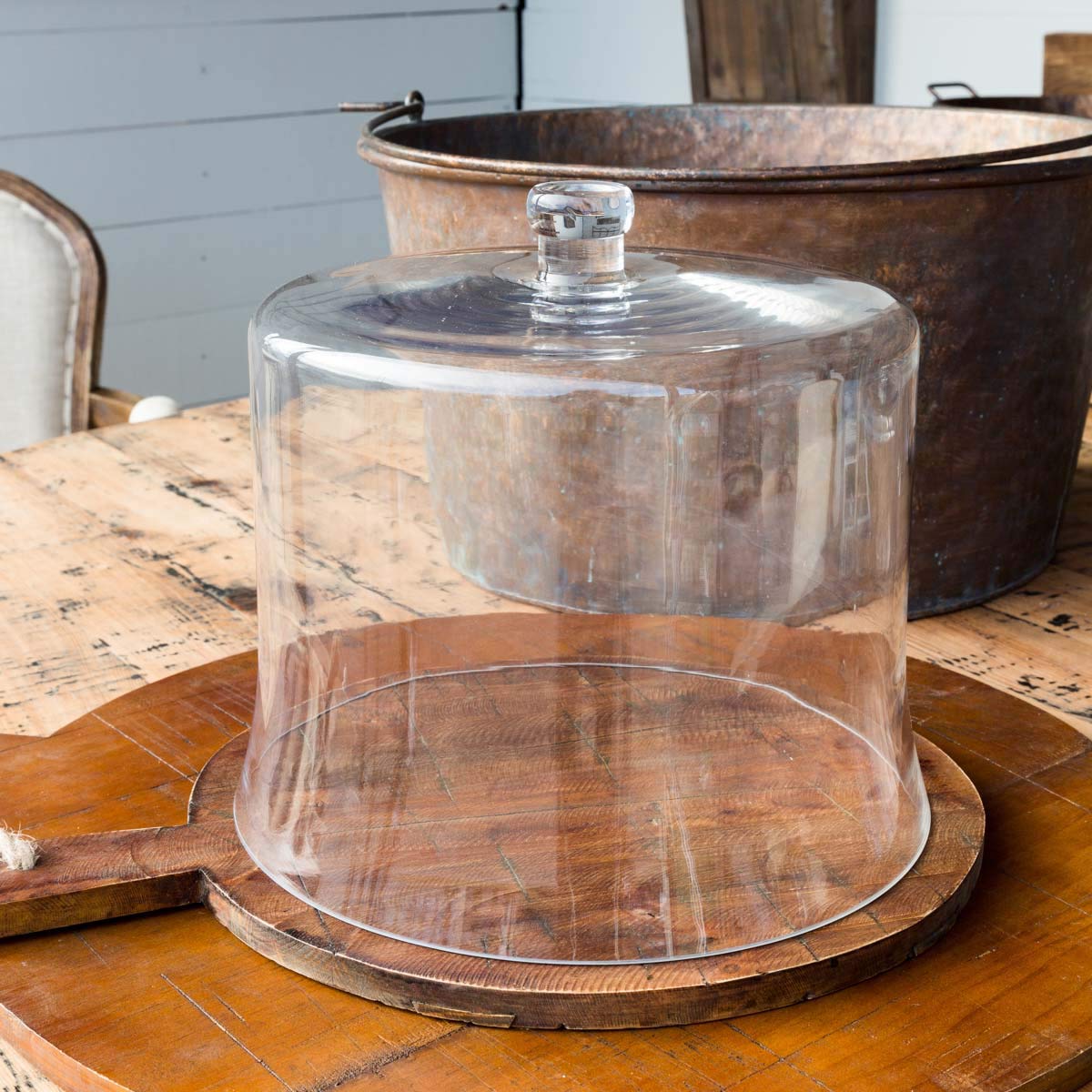 Park Hill Collection Estate Glass Cloche - Vintage Display Dome for Home Decor, Wedding Centerpieces & Collectible Showcase - Perfect for Floral Arrangements, Jewelry Display and Tabletop Decor