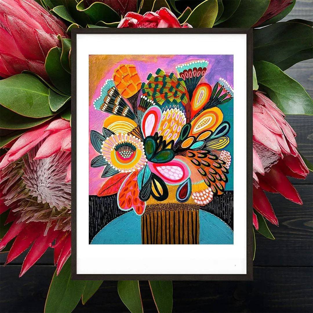 Vibrant Floral Still Life Wall Art Print - Perfect for Living Room, Bedroom & Office Decor