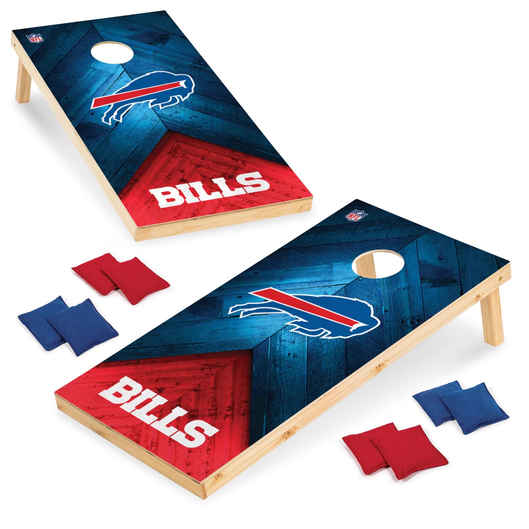 NFL Regulation Size 2' x 4' Solid Wood Cornhole Set with HD Team Graphics - Premium Bean Bag Toss Game for Football Fans | Perfect for Tailgating, Backyard Parties & Family Outdoor Fun