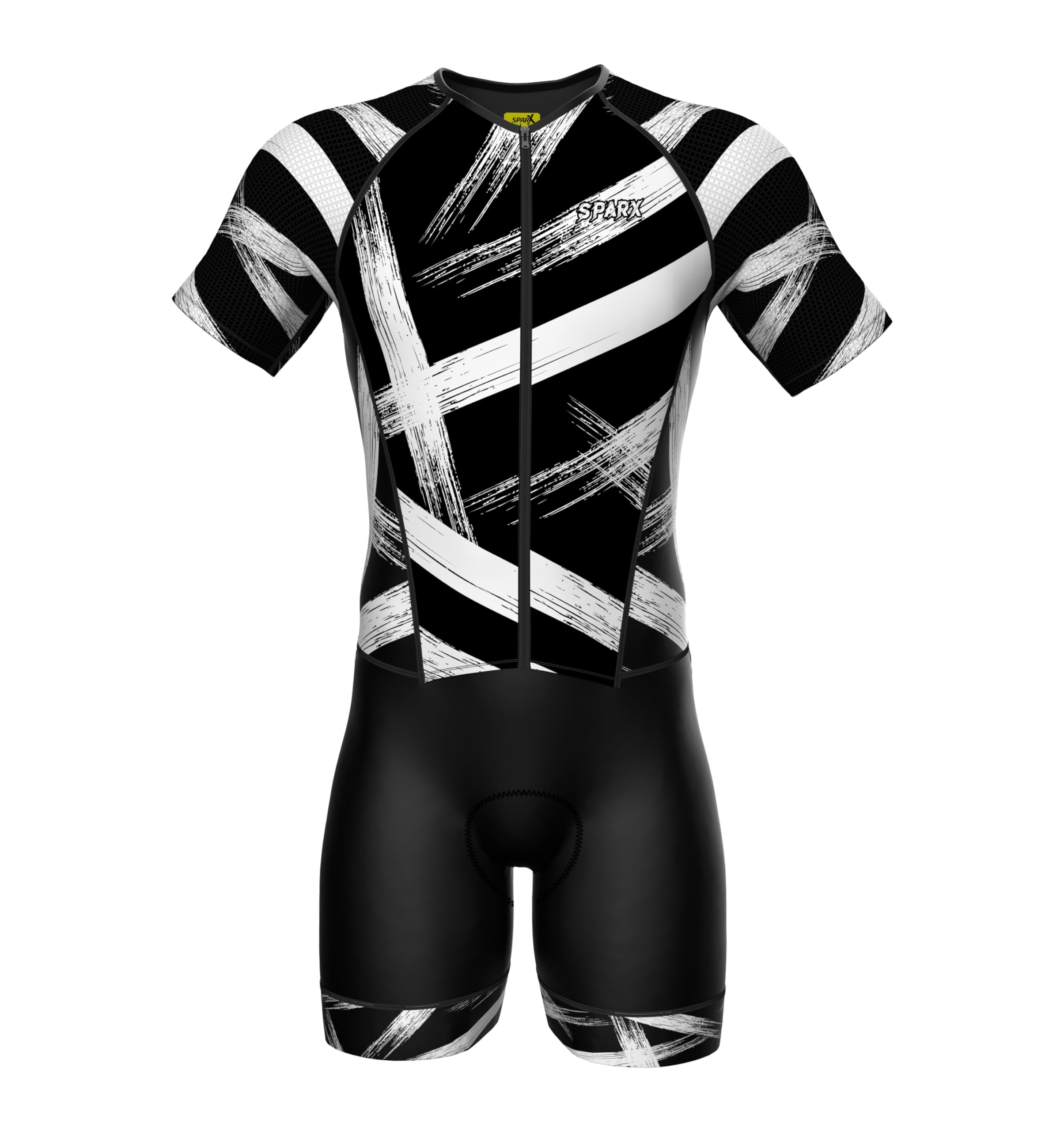 Sparx Men's Elite Aerosuit Triathlon Suit - Short Sleeve Triathlon Skinsuit for Cycling, Running & Swimming - High Performance Triathlon Gear for Competitions & Training