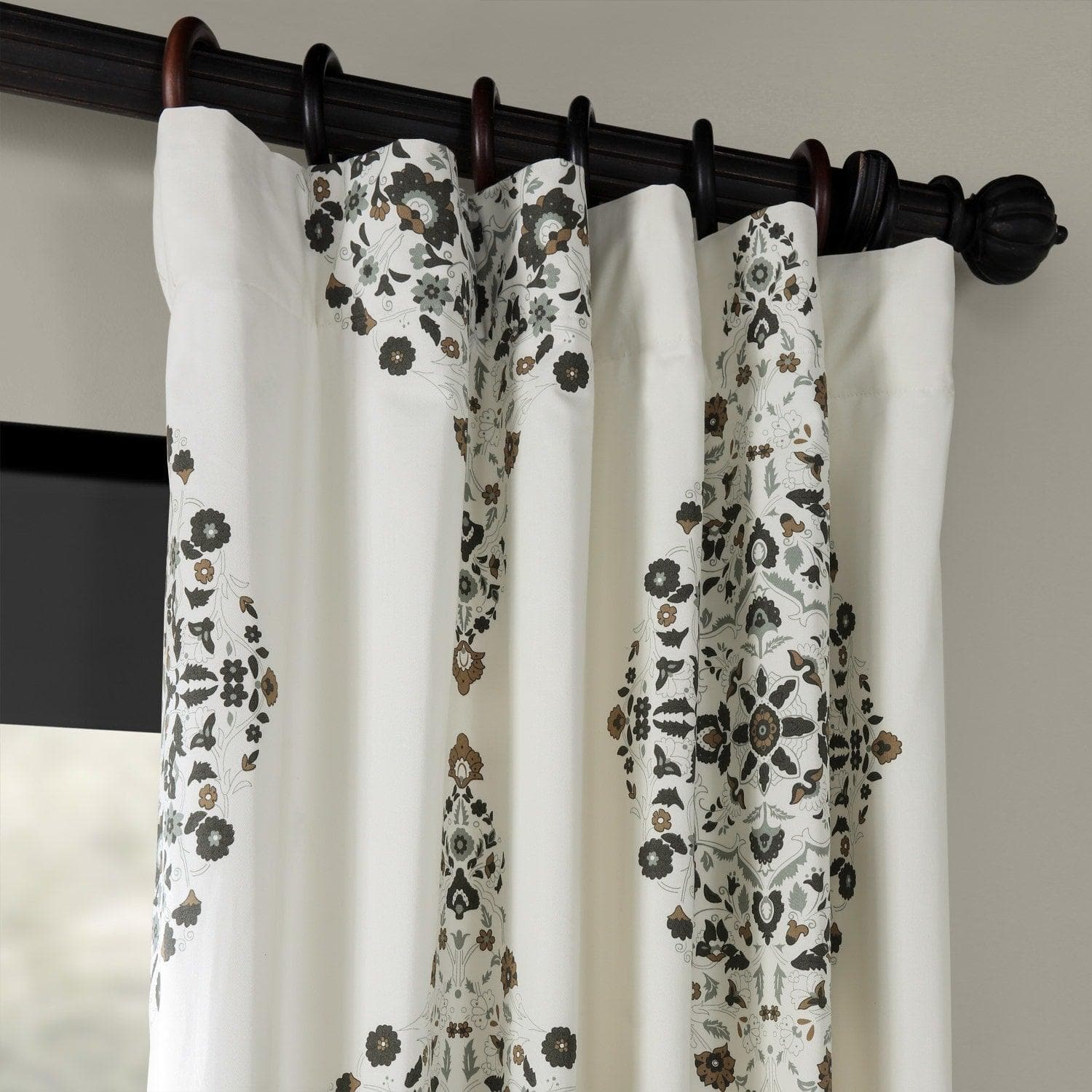 Premium Kerala Cocoa Emblem Printed Cotton Blackout Curtains for Bedroom & Living Room - Thermal Insulated Window Drapes for Home Decor