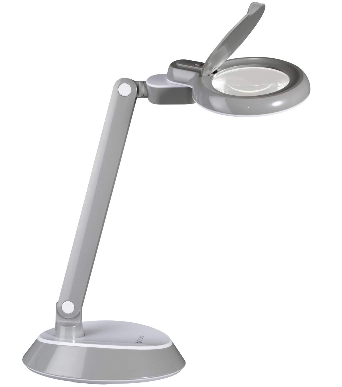 OttLite LED Magnifier Desk Lamp with Optical Grade Lens - Adjustable Arm & Pivoting Head for Crafts, Needlework, Reading & Repair - Space Saving Portable Design for Home, Office & Travel Use