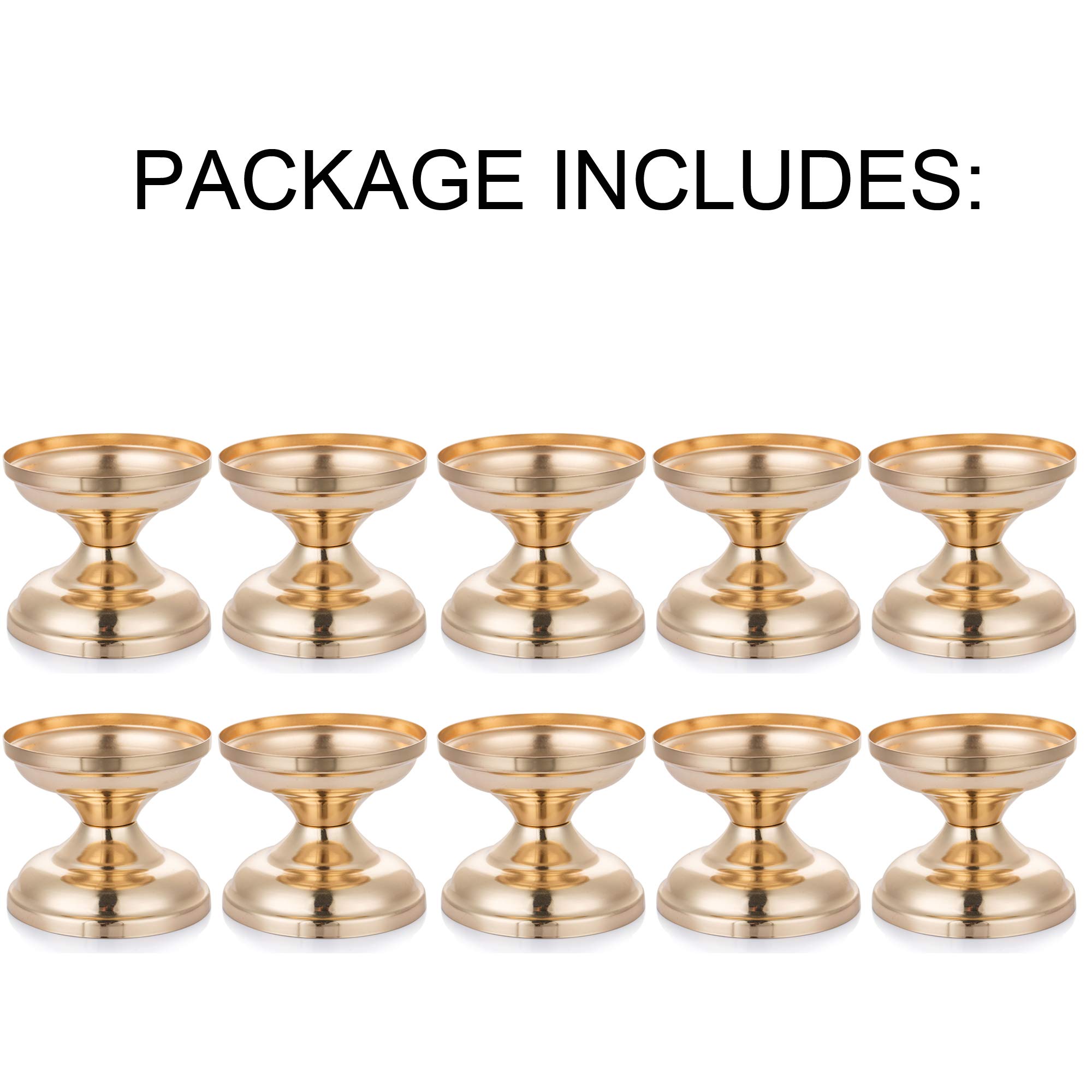 10 Pcs Gold Metal Pillar Candle Holders - Elegant Wedding Centerpieces & Candlestick Holders for 3