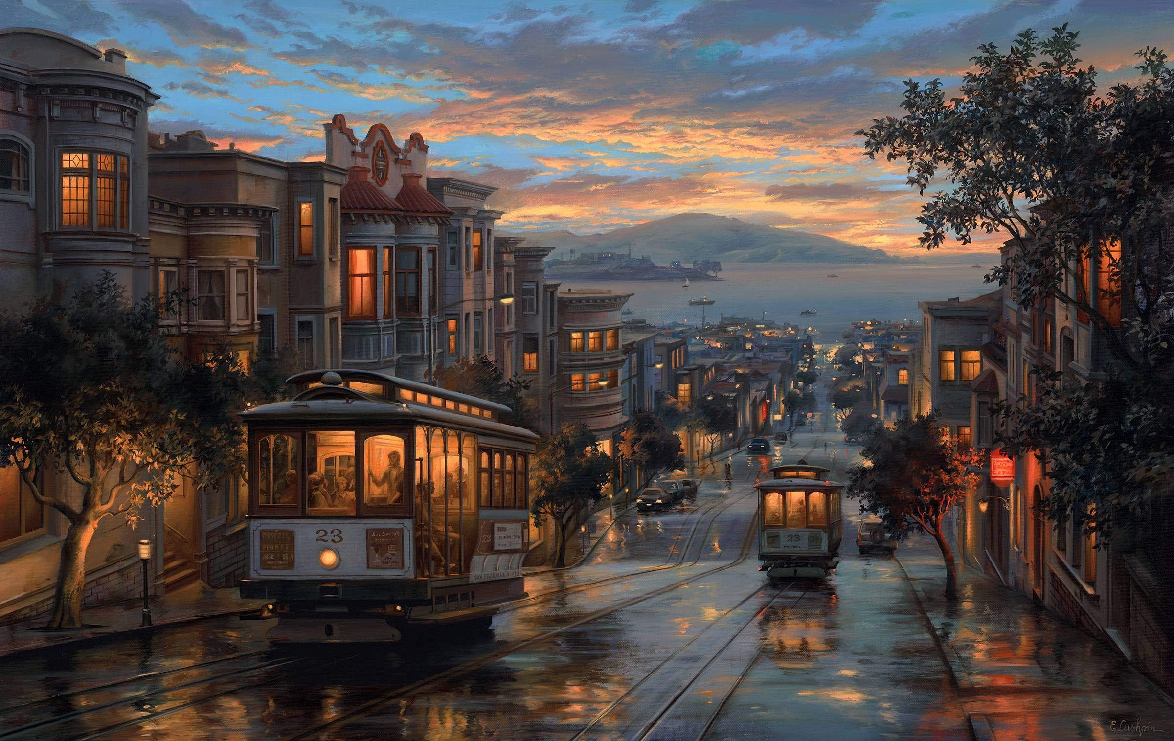 1000-Piece Wooden Jigsaw Puzzle - San Francisco Streetcars on Rainy Night | DIY Adult Puzzle for Home Decor, Wall Art & Festival Gifts (75x50cm) | Perfect for Relaxation, Family Bonding & Creative Home Decoration