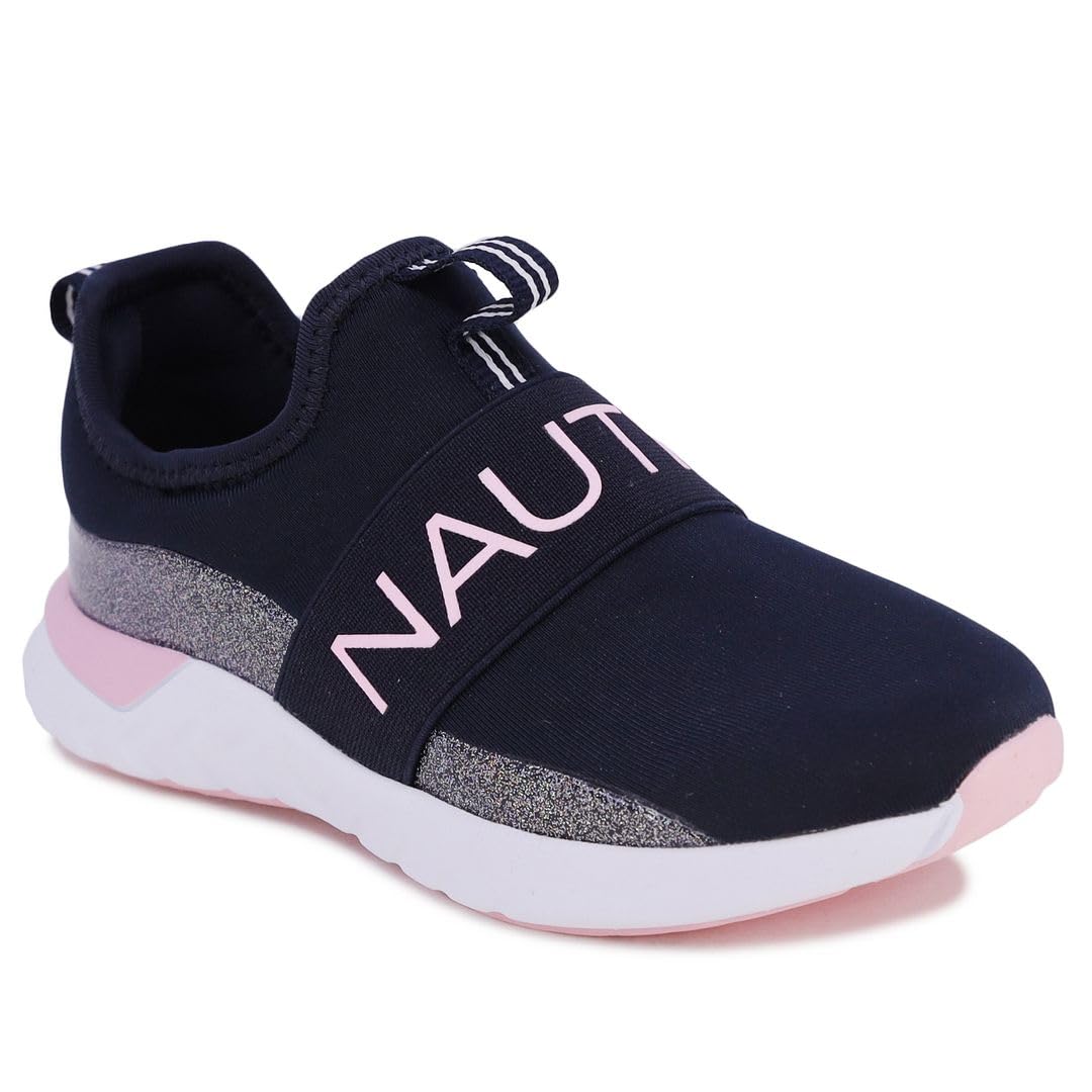 Nautica Kids Girls Youth Athletic Fashion Sneakers - Slip-On Style for Little Kids and Big Kids | Comfortable Casual Shoes for School, Play & Everyday Wear