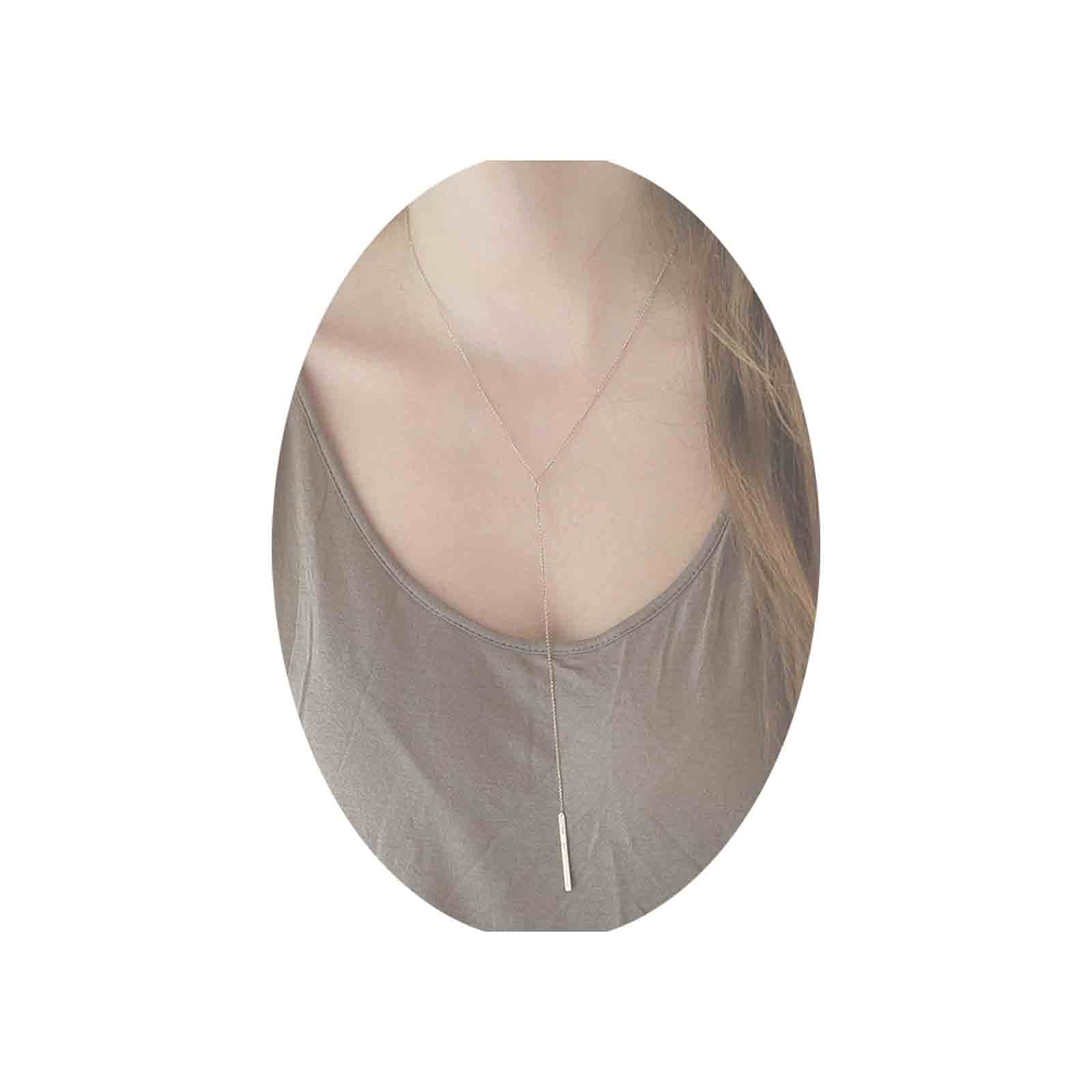 Boho Minimalist Gold Y Lariat Necklace for Women - Long Skinny Bar Drop Chain Y Necklace Jewelry, Perfect for Casual Wear, Office & Date Night (Gold)