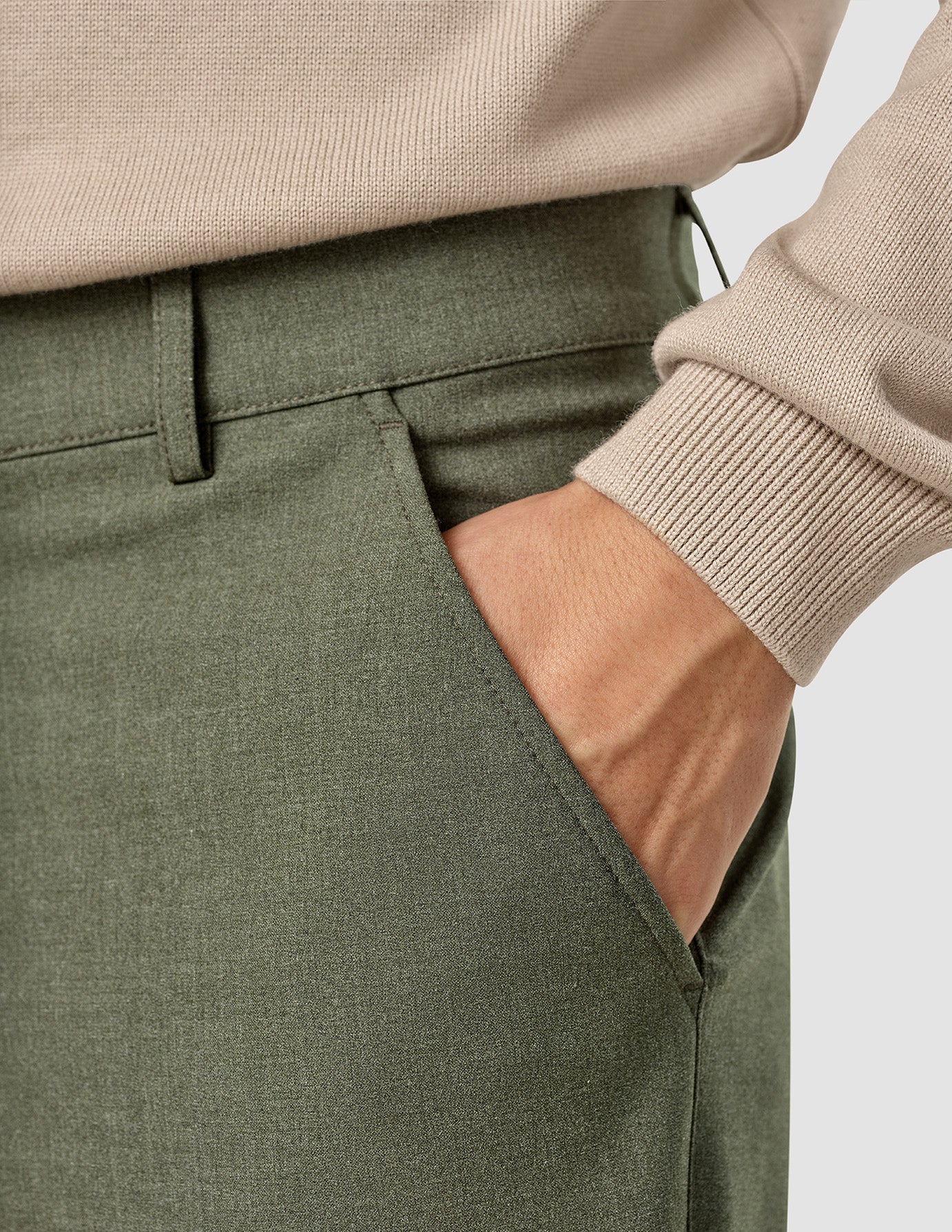 Essential Slim Fit Pants for Men - Nightfall Green Melange - Comfortable & Stylish for Casual Wear, Office & Travel