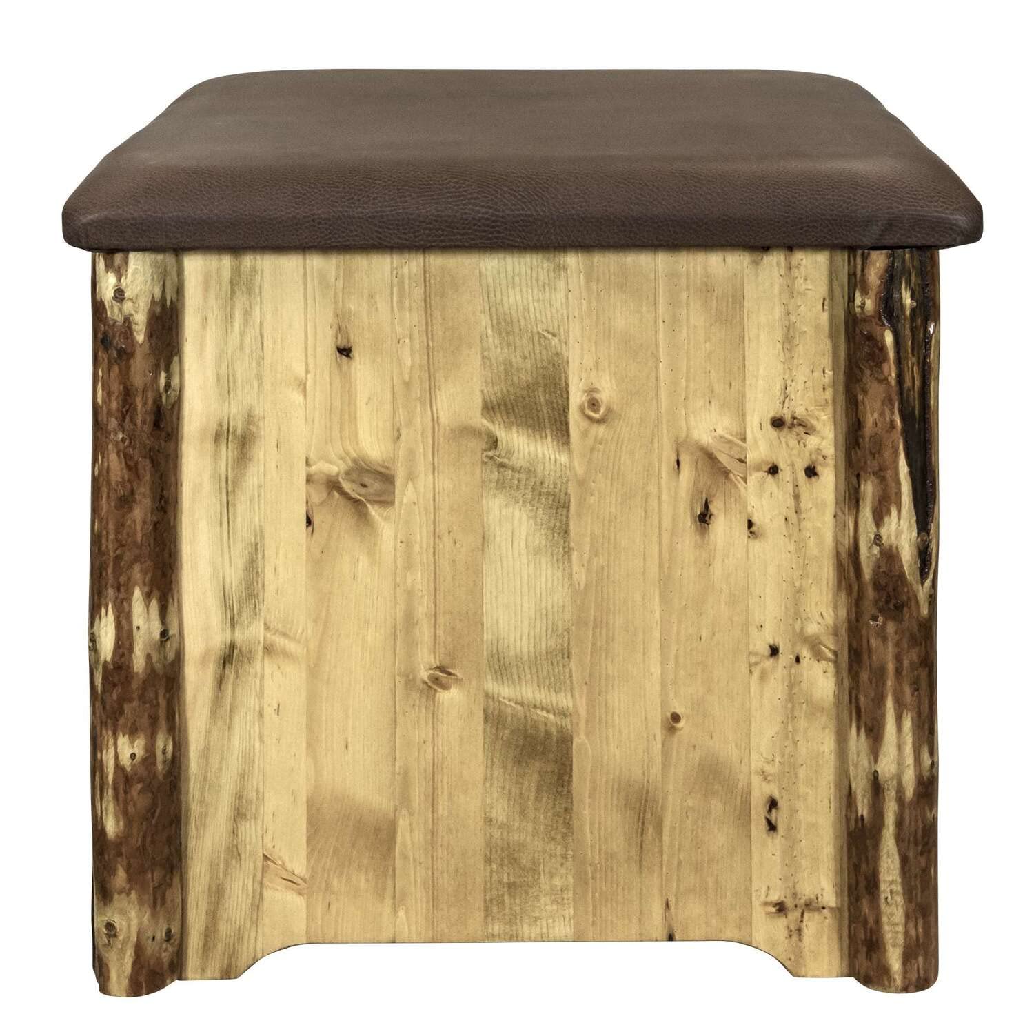 Montana Woodworks Storage Ottoman - Glacier Country Collection - Upholstered Stool with Lacquered Finish - Perfect for Living Room, Bedroom & Home Office