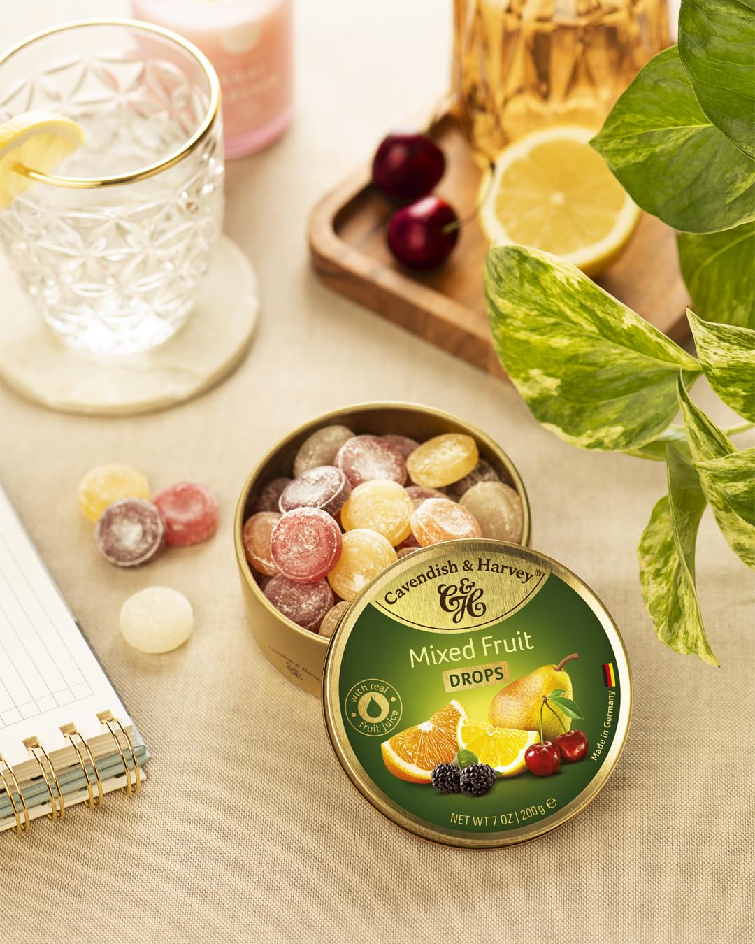 Cavendish & Harvey Assorted Fruit Candy - 200g Can (7oz) | Delicious Sweet Treats for Parties, Gifts & Office Snacks