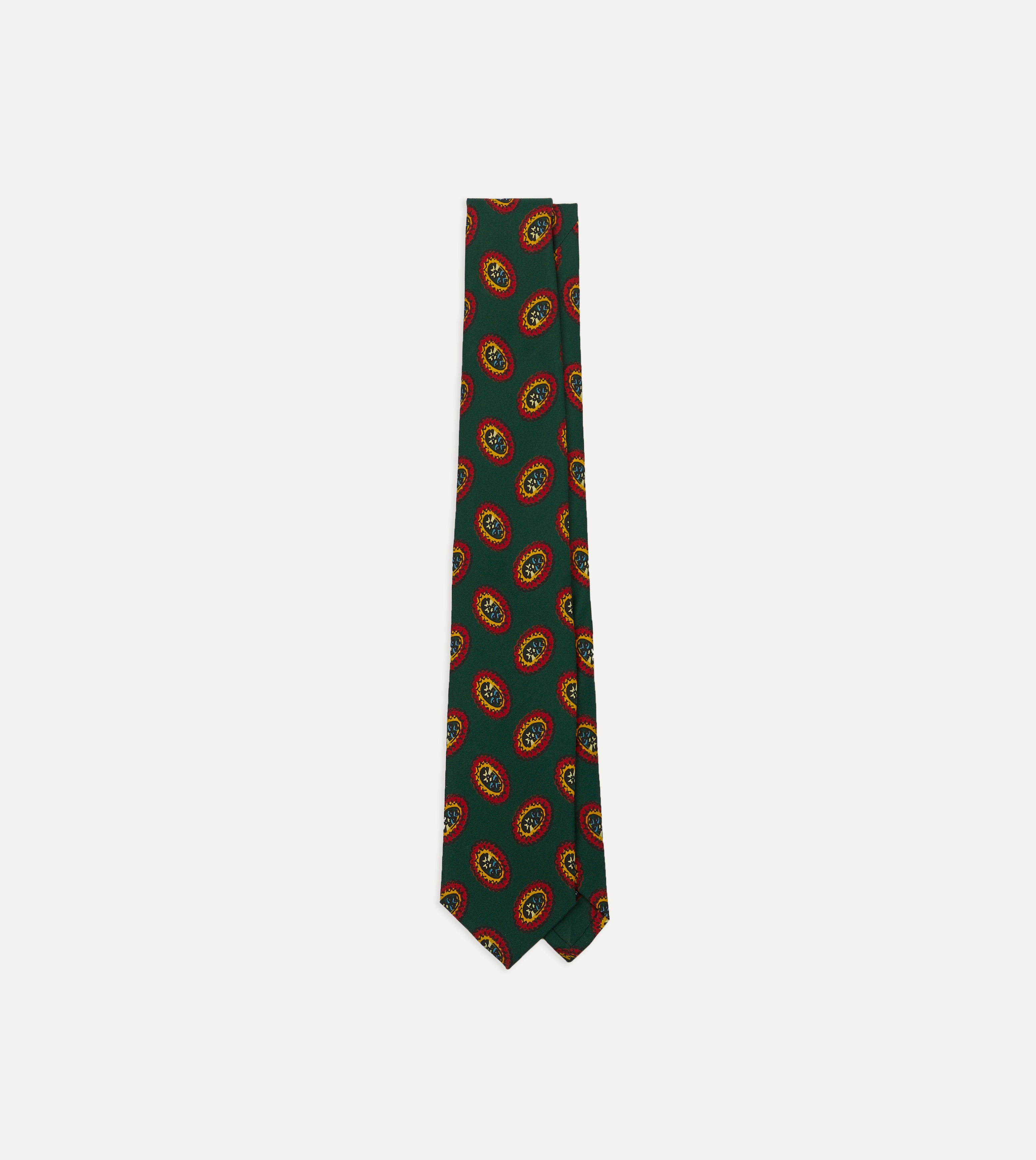 Elegant Green Oval Medallion Print Silk Necktie - Perfect for Business Meetings, Weddings & Formal Events