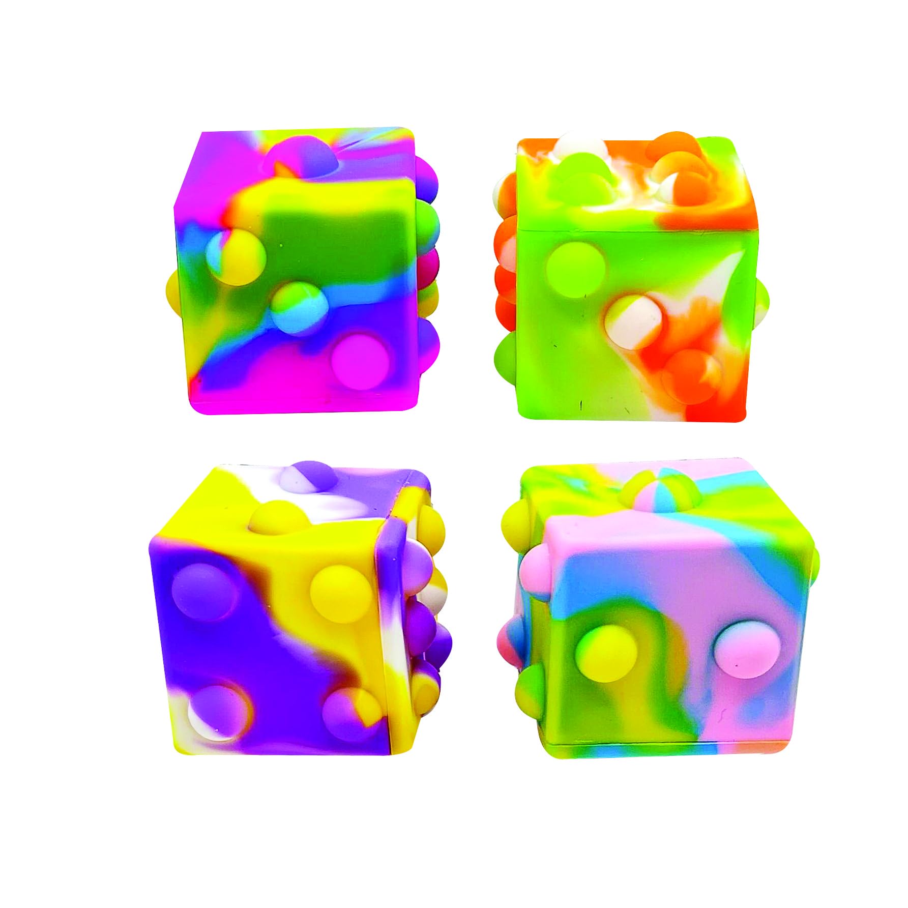 Raymond Geddes Pop ‘n’ Dice Fidget Cube Toys (12 Pack) - 6-Sided Sensory Stress Relief Toys for Kids & Adults - Tie Dye Popper Fidgets for Anxiety, ADHD & Focus - Perfect for Classrooms, Travel & Office Use