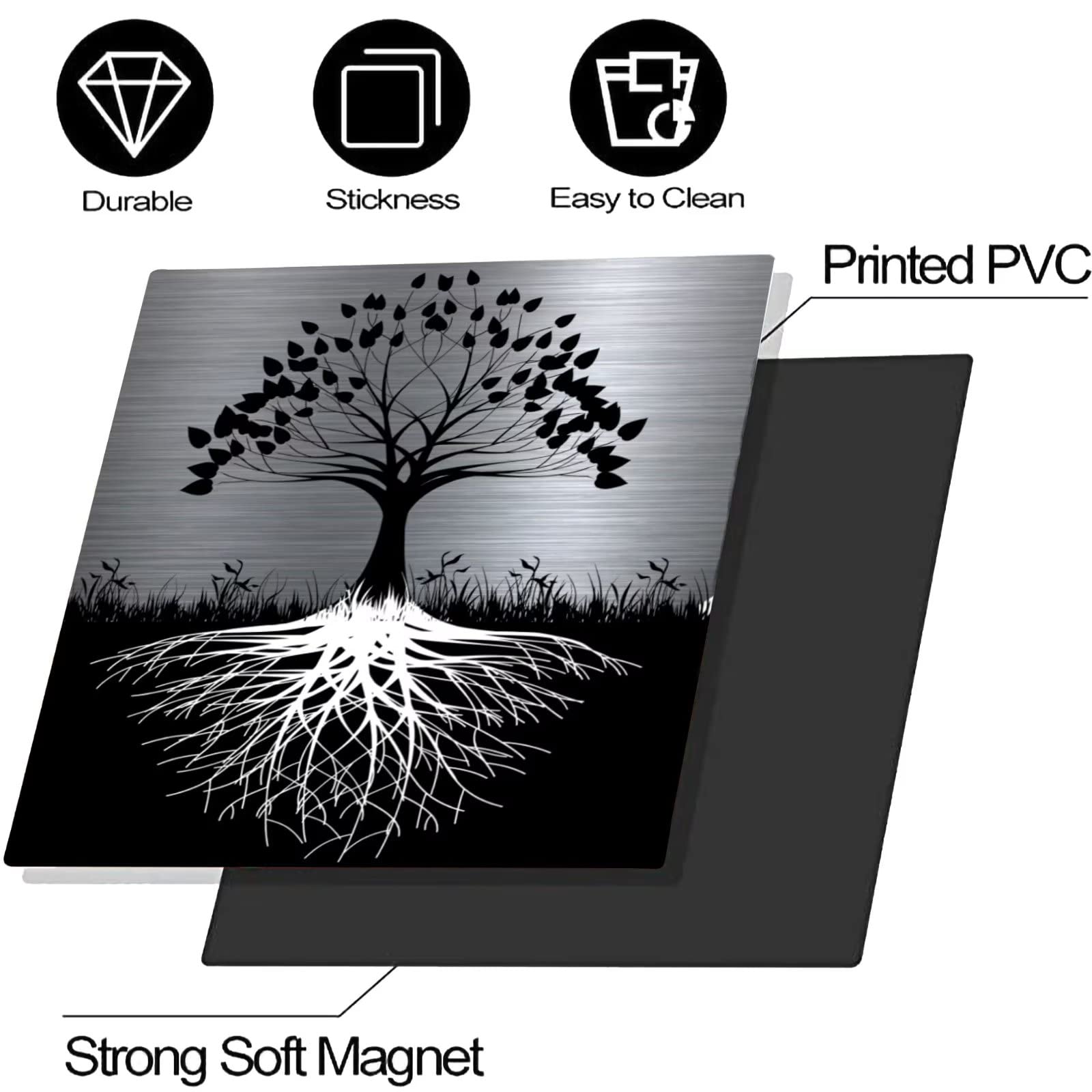 Tree of Life Dishwasher Cover Magnet Decor - 23x26 Inch Large Polishing Metal Dishwasher Front Panel - Black Kitchen Appliance Decal - Silver Magnetic Sticker for Refrigerator & Dishwasher - Perfect for Modern Kitchen Decor & Home Improvement