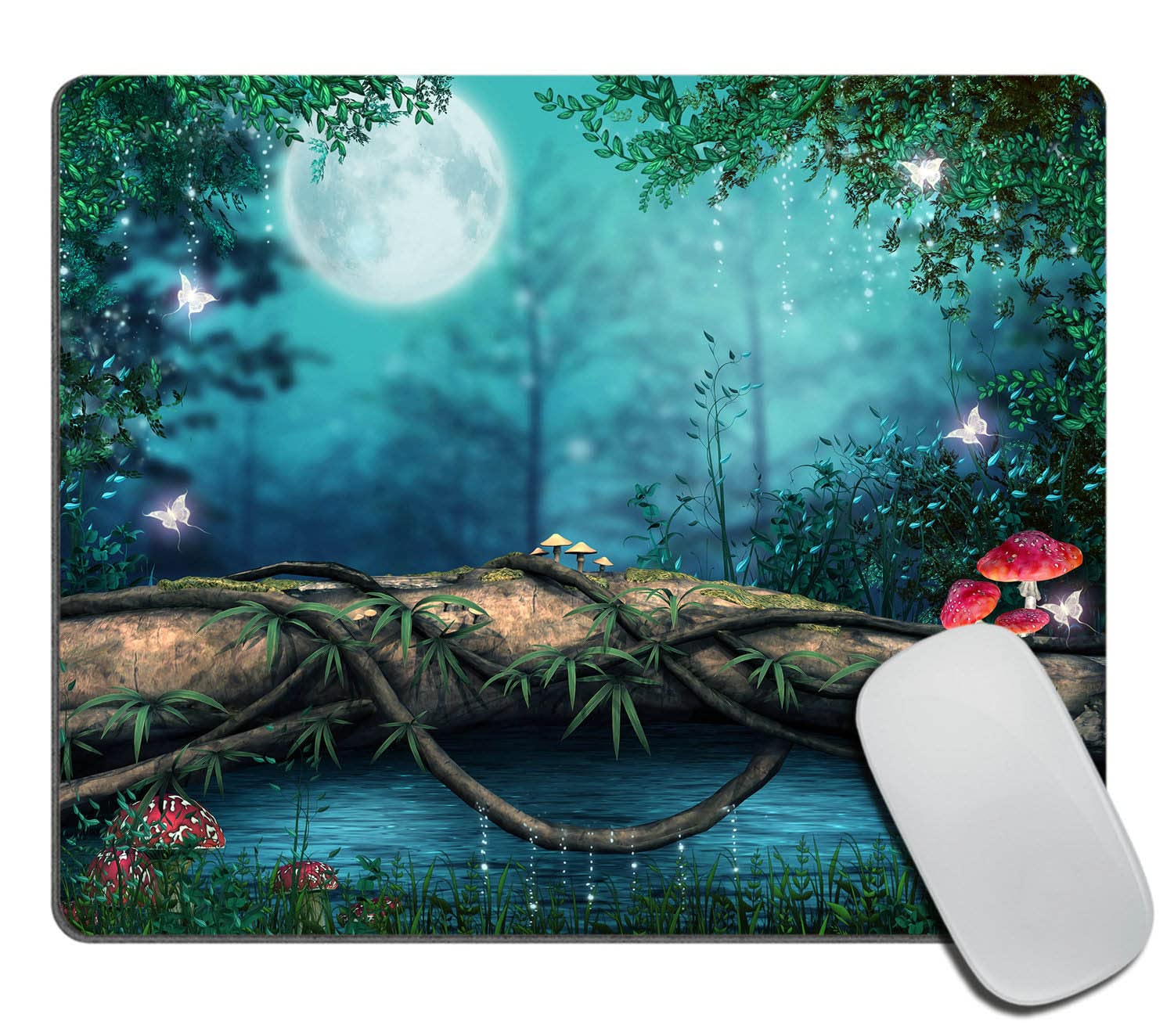 Enchanted Pond Mouse Pad - Washable Square Cloth Mousepad with Non-Slip Rubber Base for Office, Laptop & Wireless Mouse | Perfect for Gaming, Work & Home Office Desks